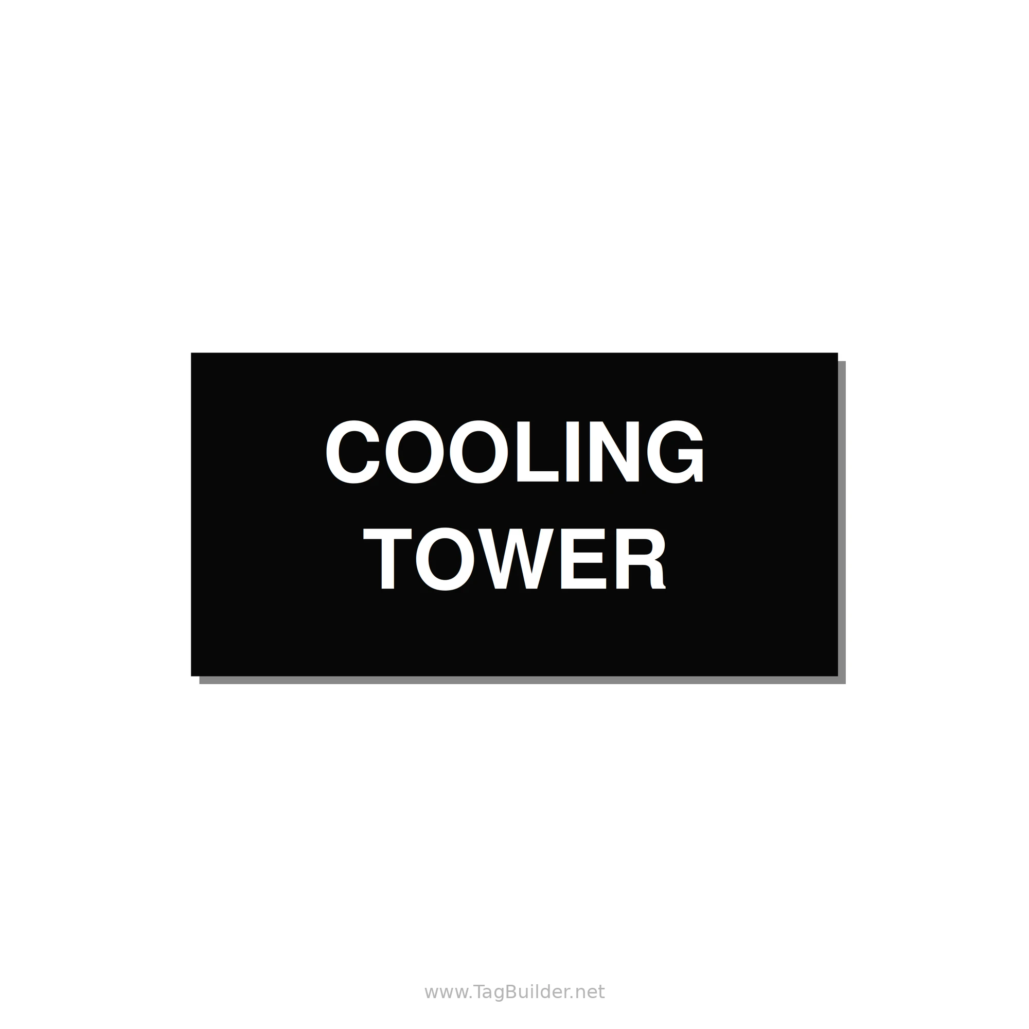 4.0x2.0" Safety Label - COOLING TOWER — 4x2" White on Black, Adhesive