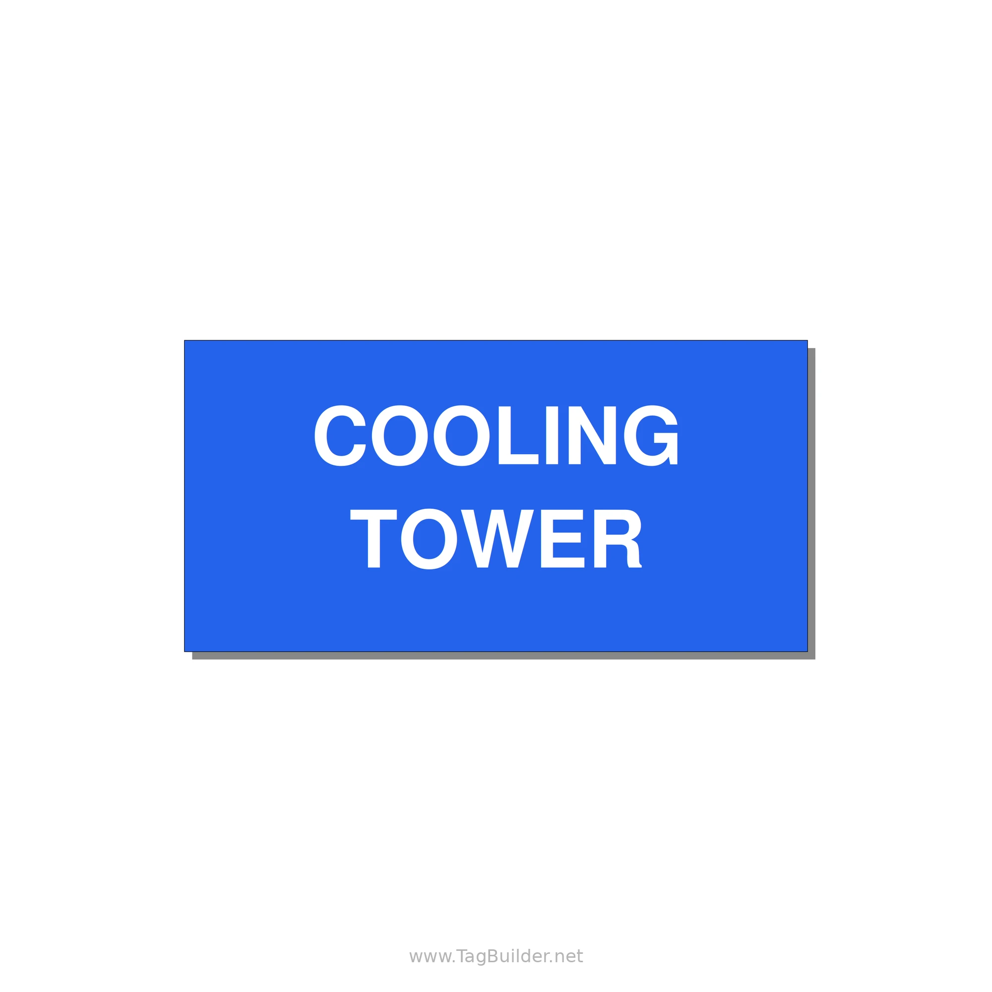 4.0x2.0" Safety Label - COOLING TOWER — 4x2" White on Blue, Adhesive