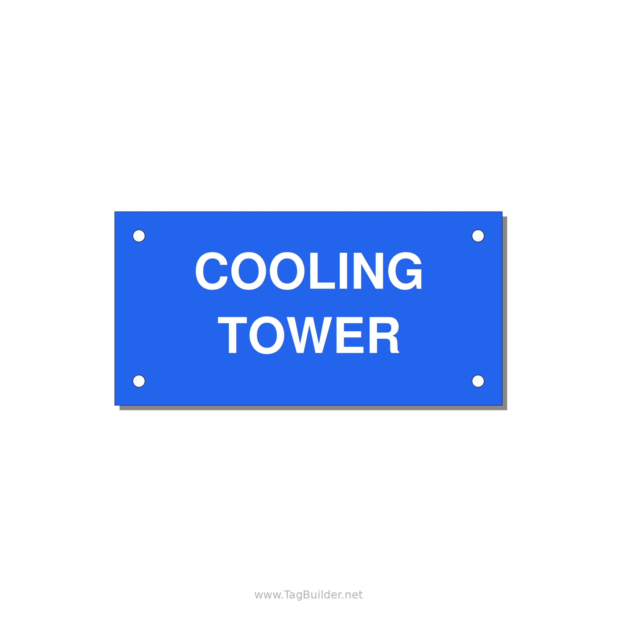 4.0x2.0" Safety Label - COOLING TOWER — 4x2" White on Blue, Holes