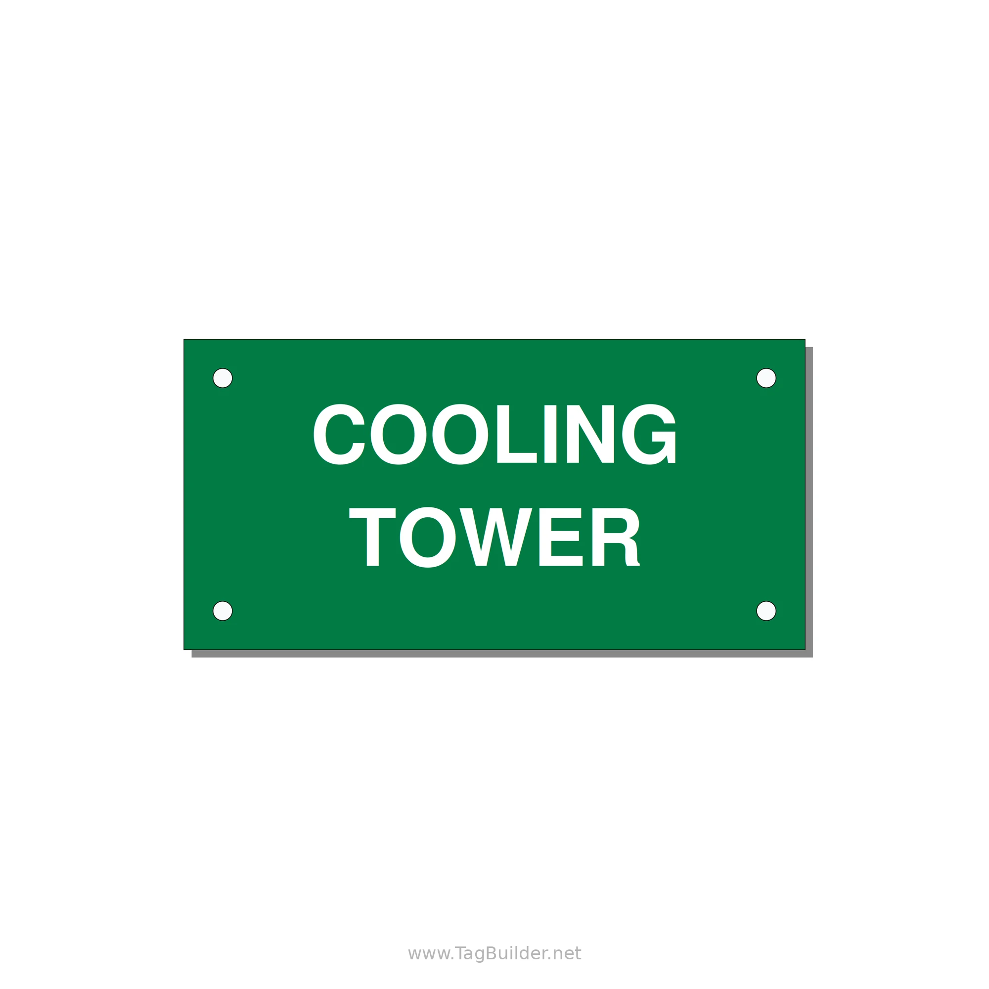4.0x2.0" Safety Label - COOLING TOWER — 4x2" White on Green, Holes