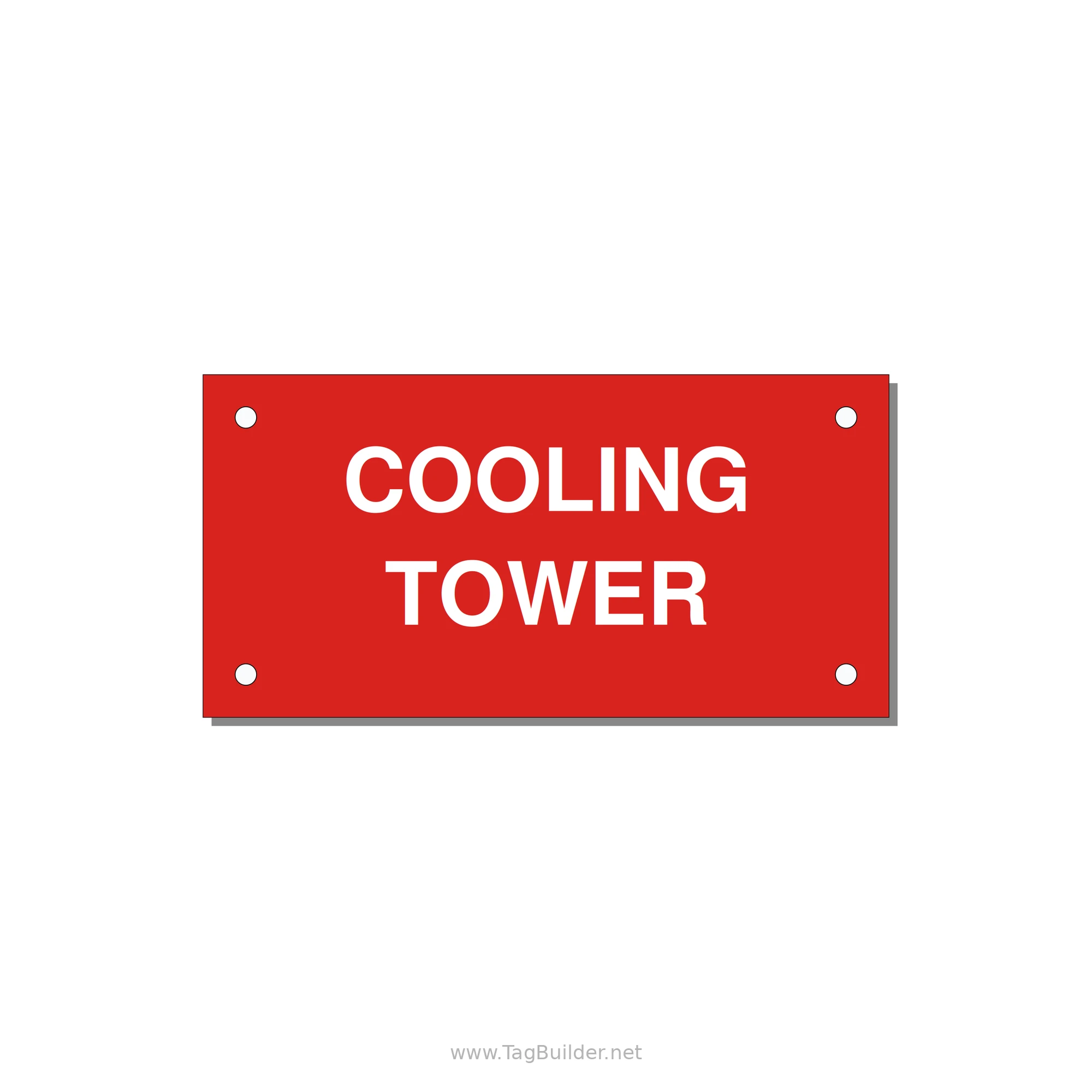 4.0x2.0" Safety Label - COOLING TOWER — 4x2" White on Red, Holes