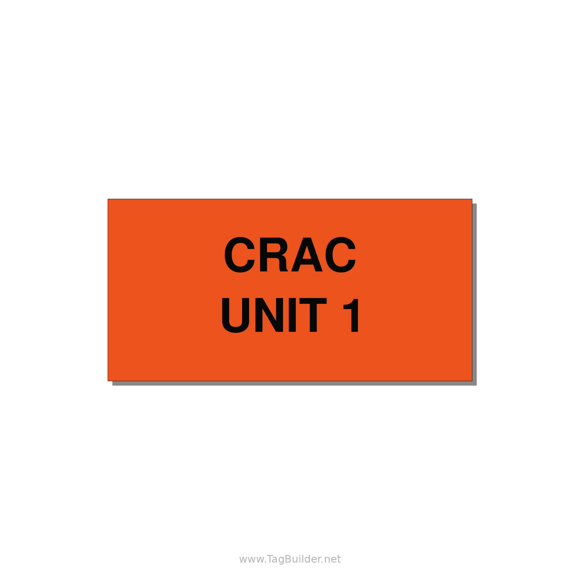 4.0x2.0" Safety Label - CRAC UNIT 1 — 4x2" Black on Orange, Adhesive