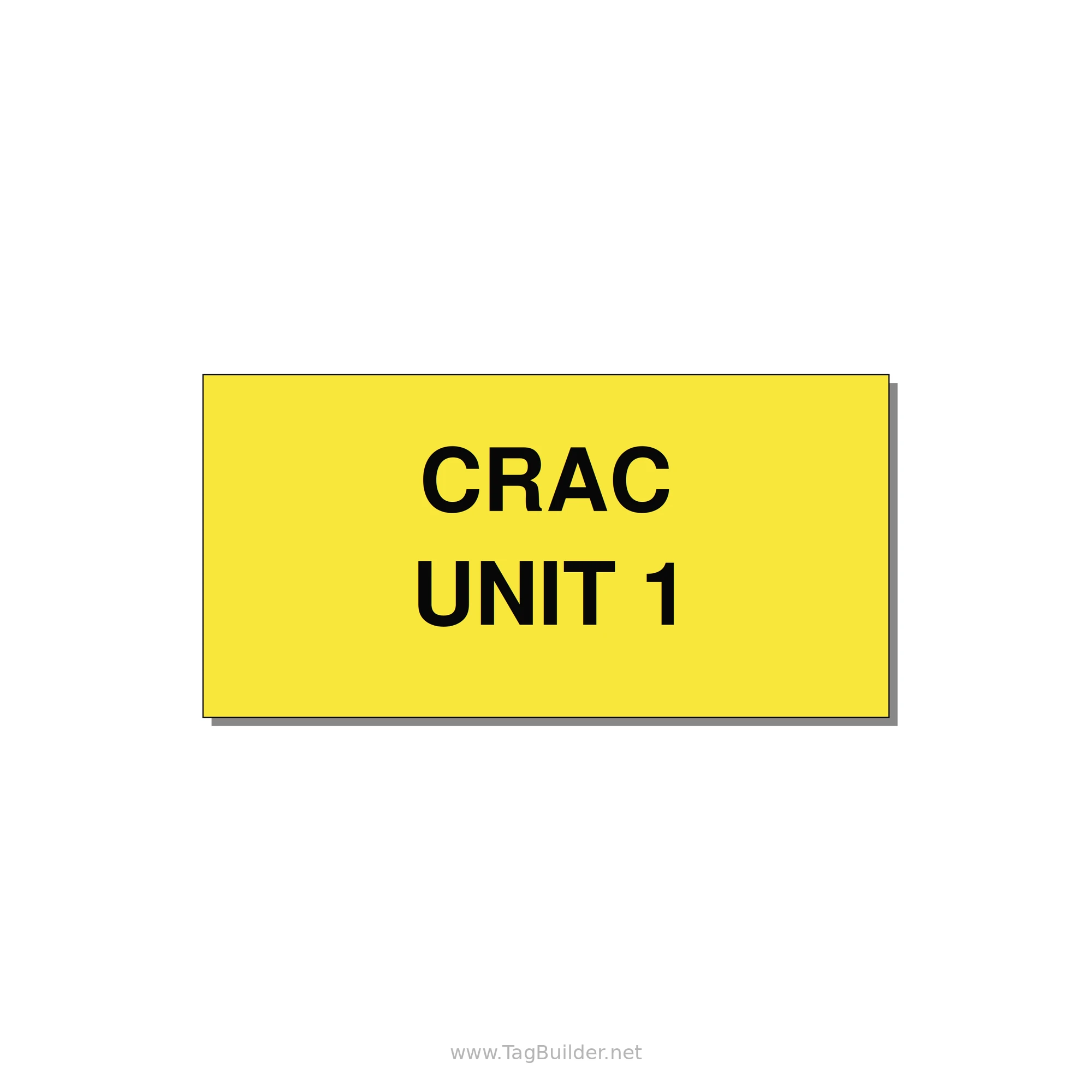 4.0x2.0" Safety Label - CRAC UNIT 1 — 4x2" Black on Yellow, Adhesive