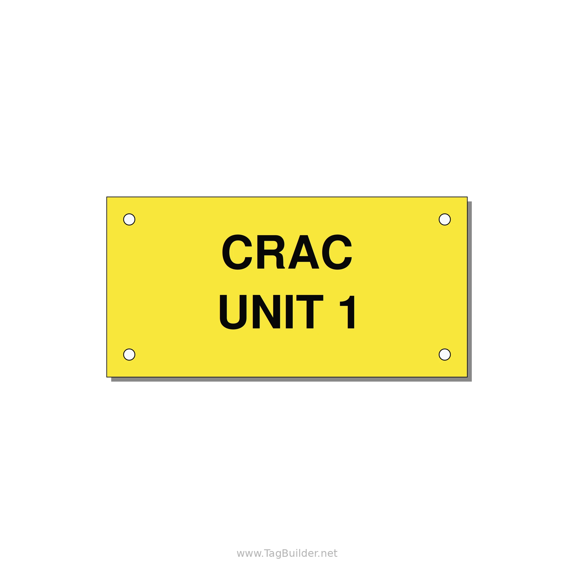 4.0x2.0" Safety Label - CRAC UNIT 1 — 4x2" Black on Yellow, Holes