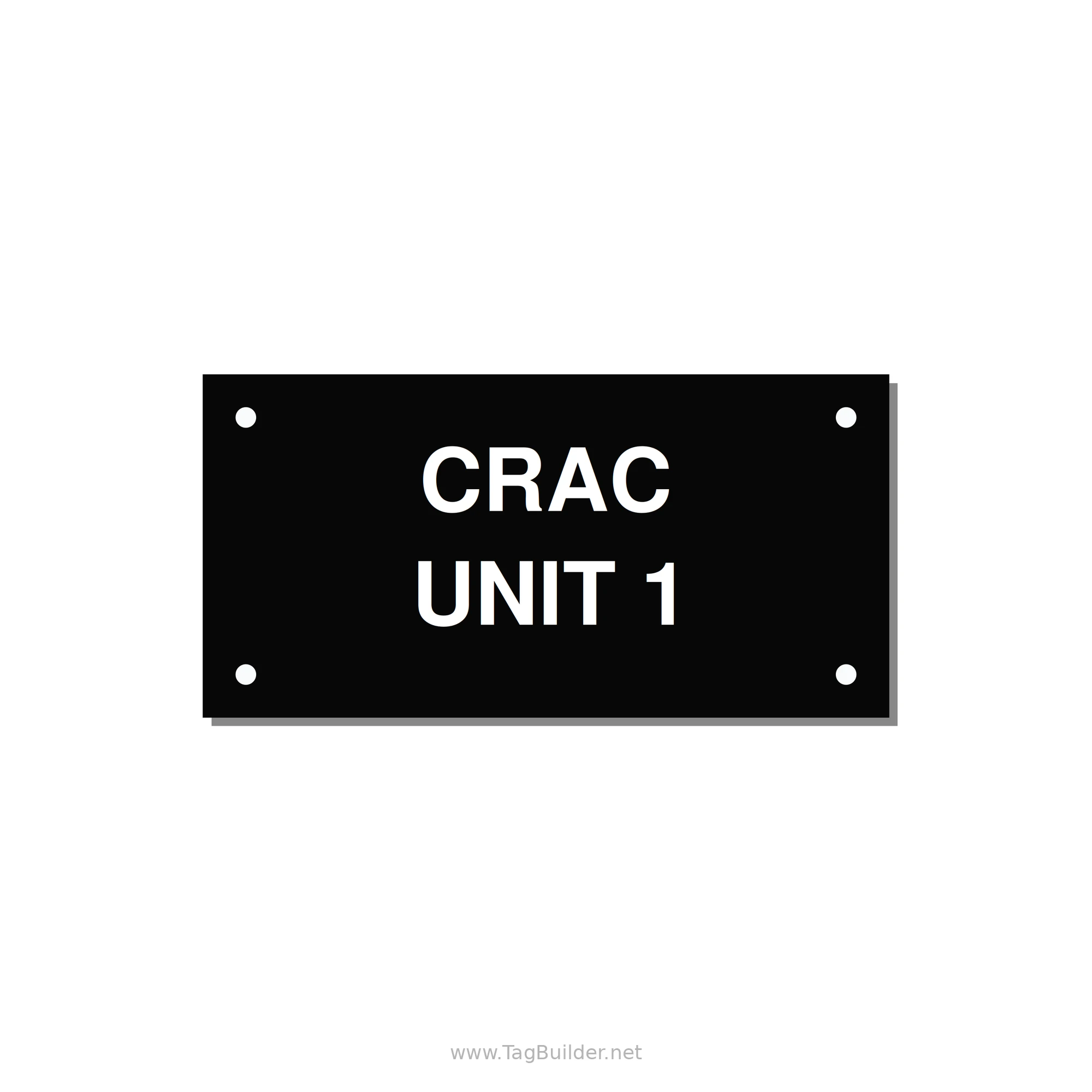4.0x2.0" Safety Label - CRAC UNIT 1 — 4x2" White on Black, Holes