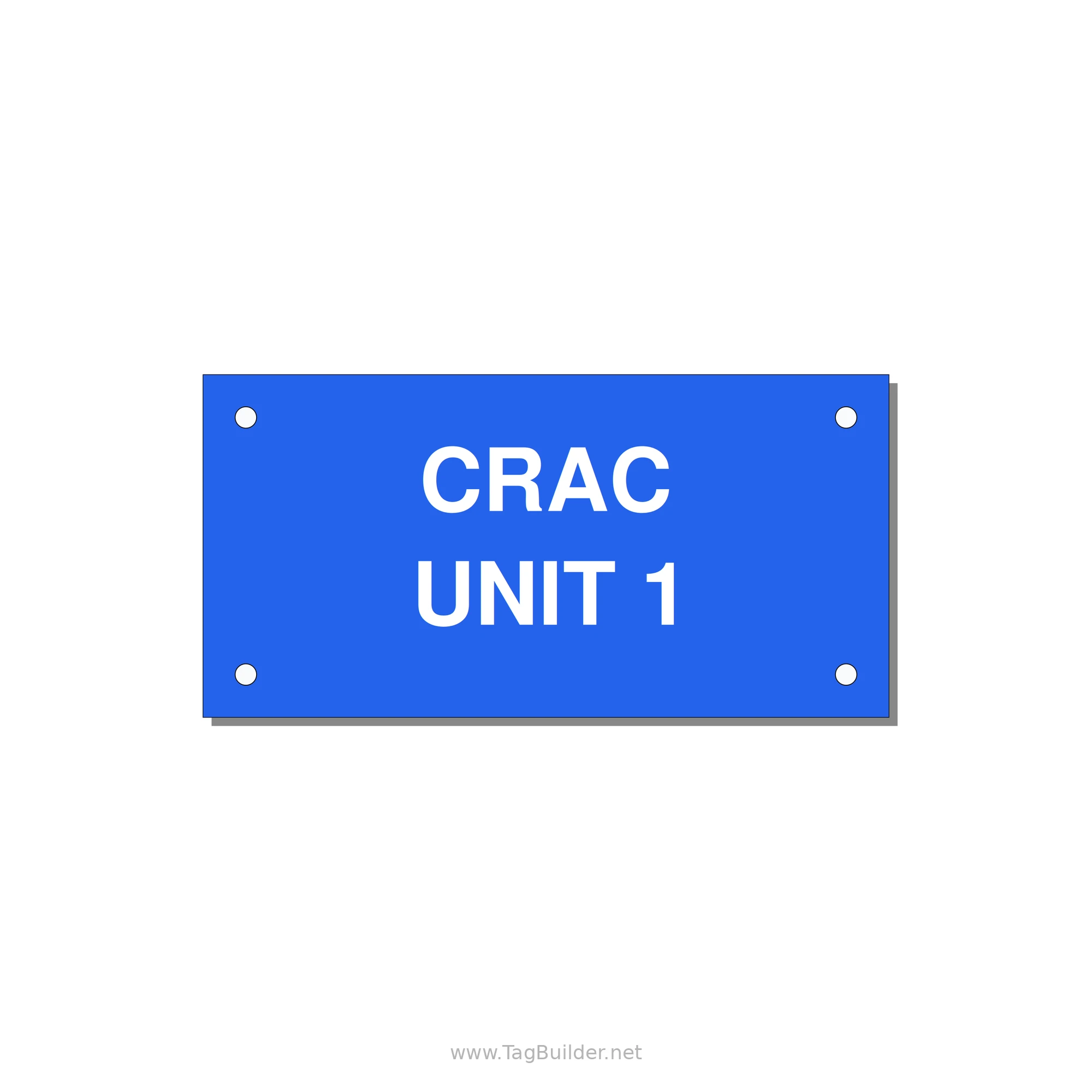 4.0x2.0" Safety Label - CRAC UNIT 1 — 4x2" White on Blue, Holes