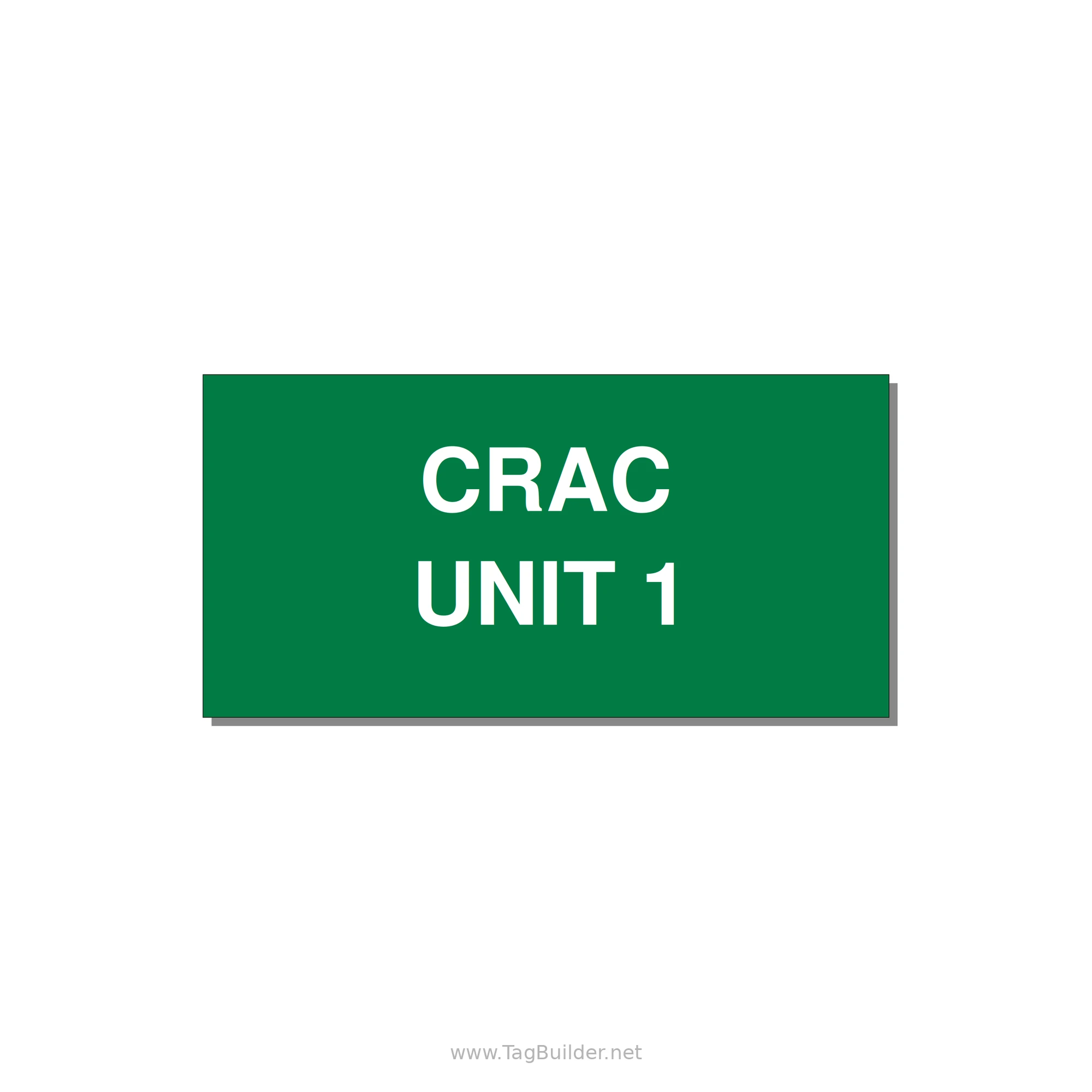 4.0x2.0" Safety Label - CRAC UNIT 1 — 4x2" White on Green, Adhesive