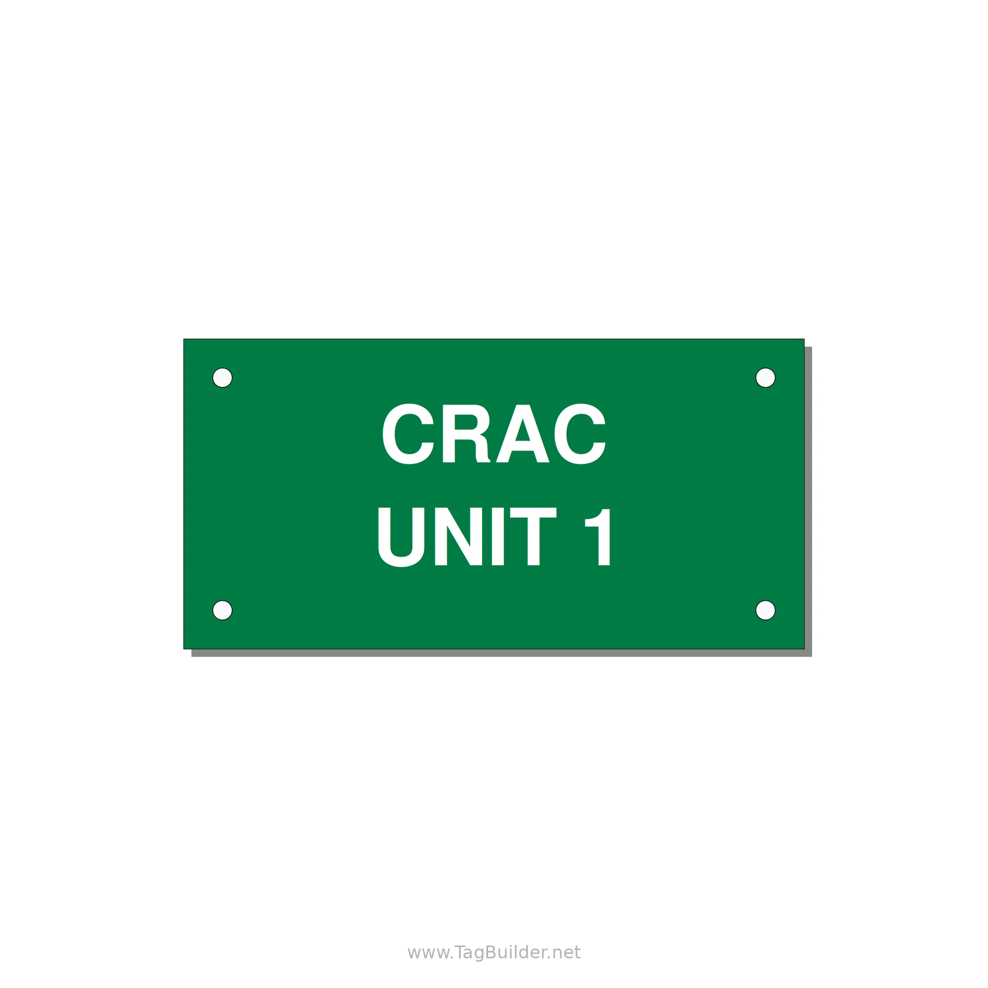 4.0x2.0" Safety Label - CRAC UNIT 1 — 4x2" White on Green, Holes