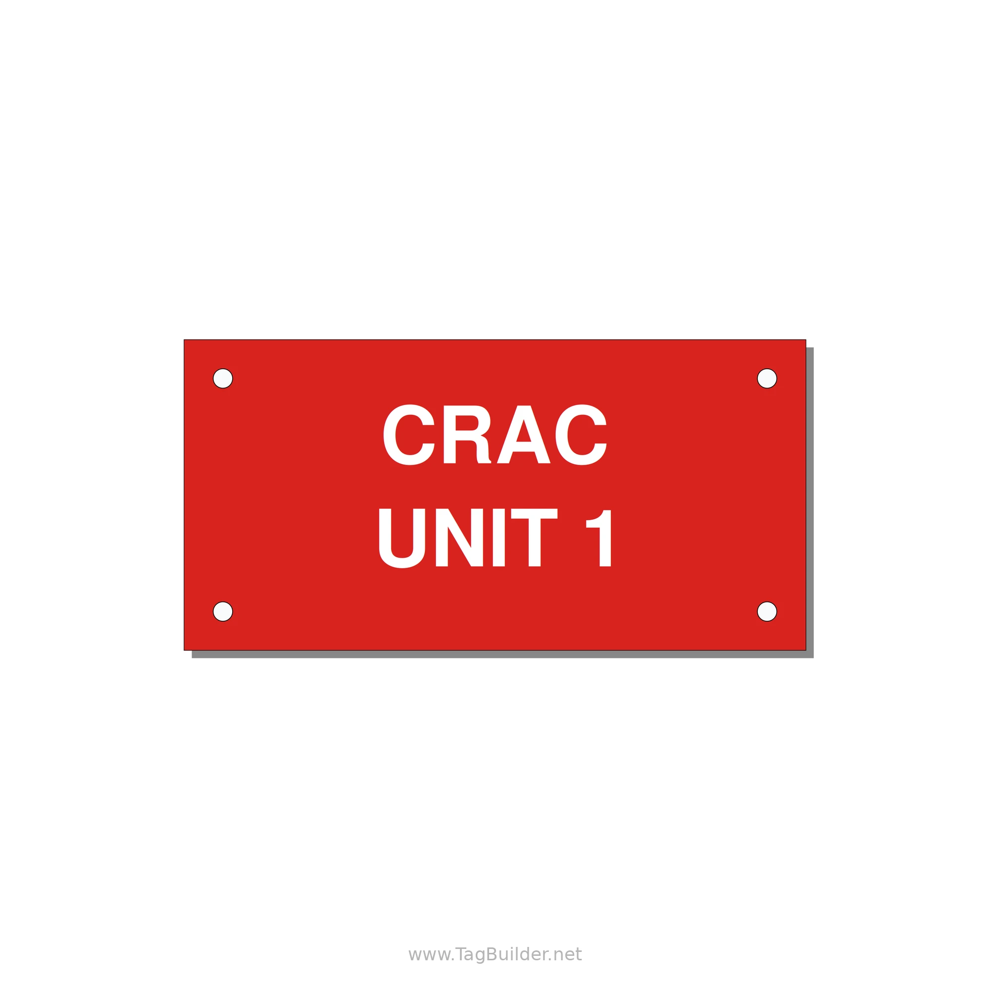 4.0x2.0" Safety Label - CRAC UNIT 1 — 4x2" White on Red, Holes