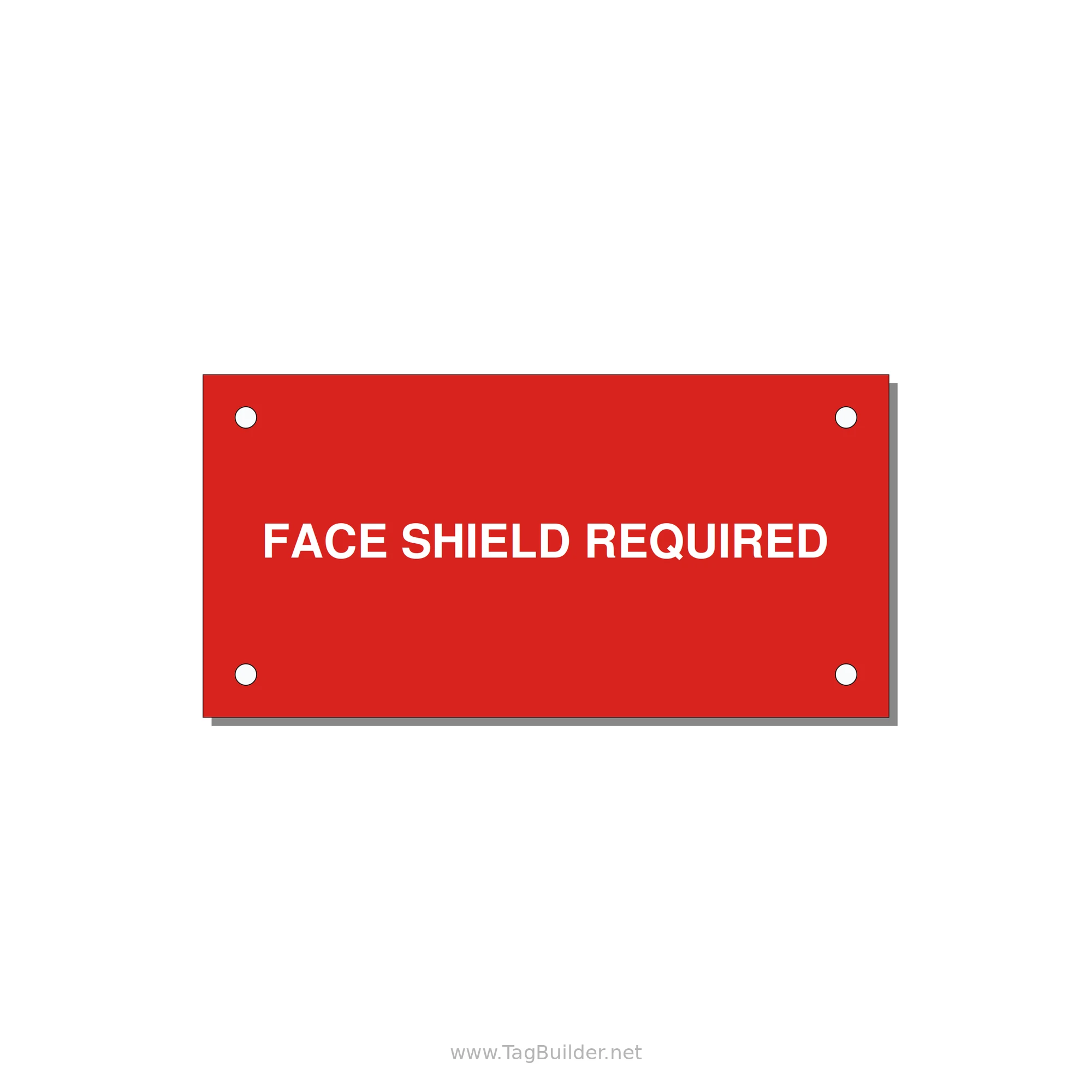 4.0x2.0" Safety Label - FACE SHIELD REQUIRED — 4x2" White on Red, Holes