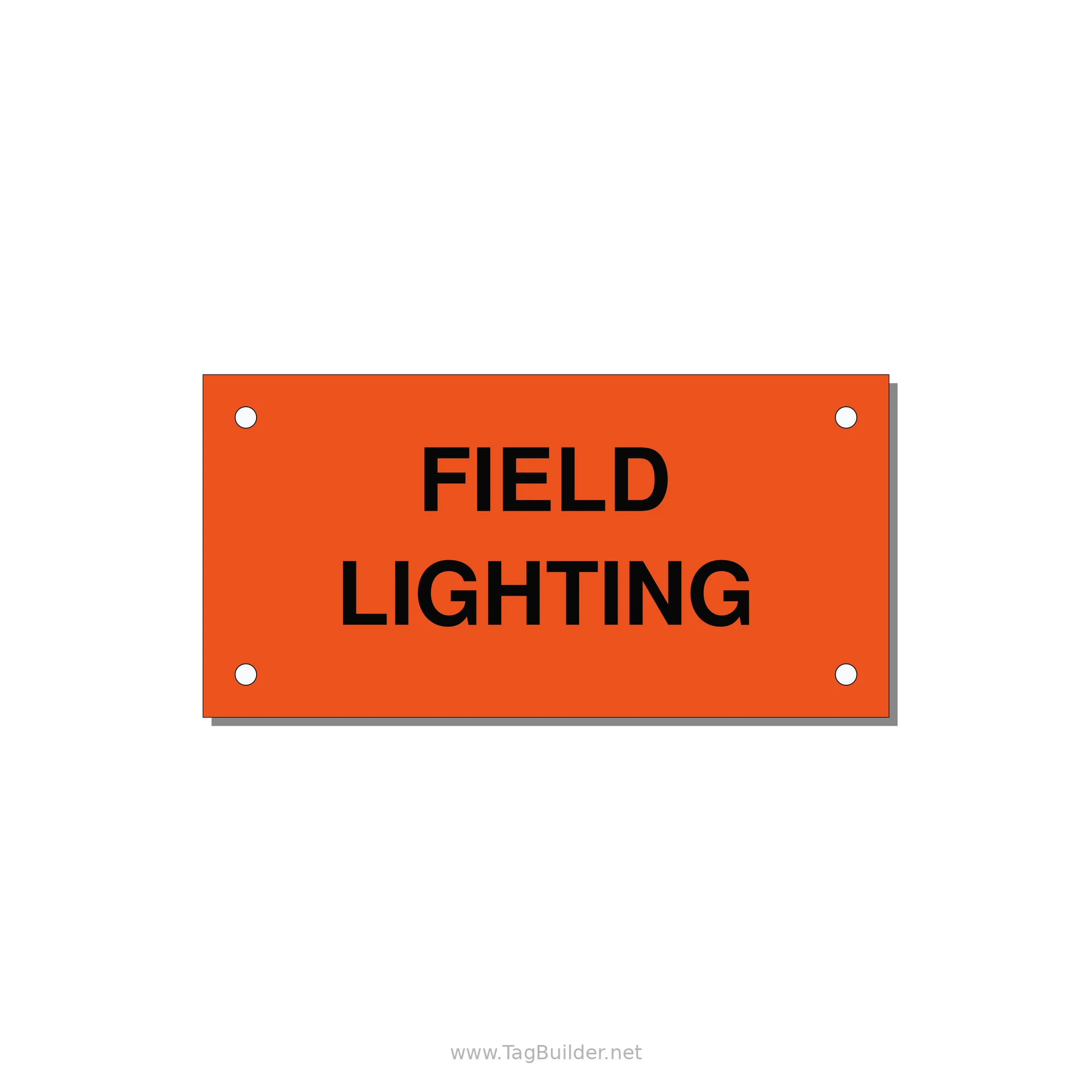 4.0x2.0" Safety Label - FIELD LIGHTING — 4x2" Black on Orange, Holes