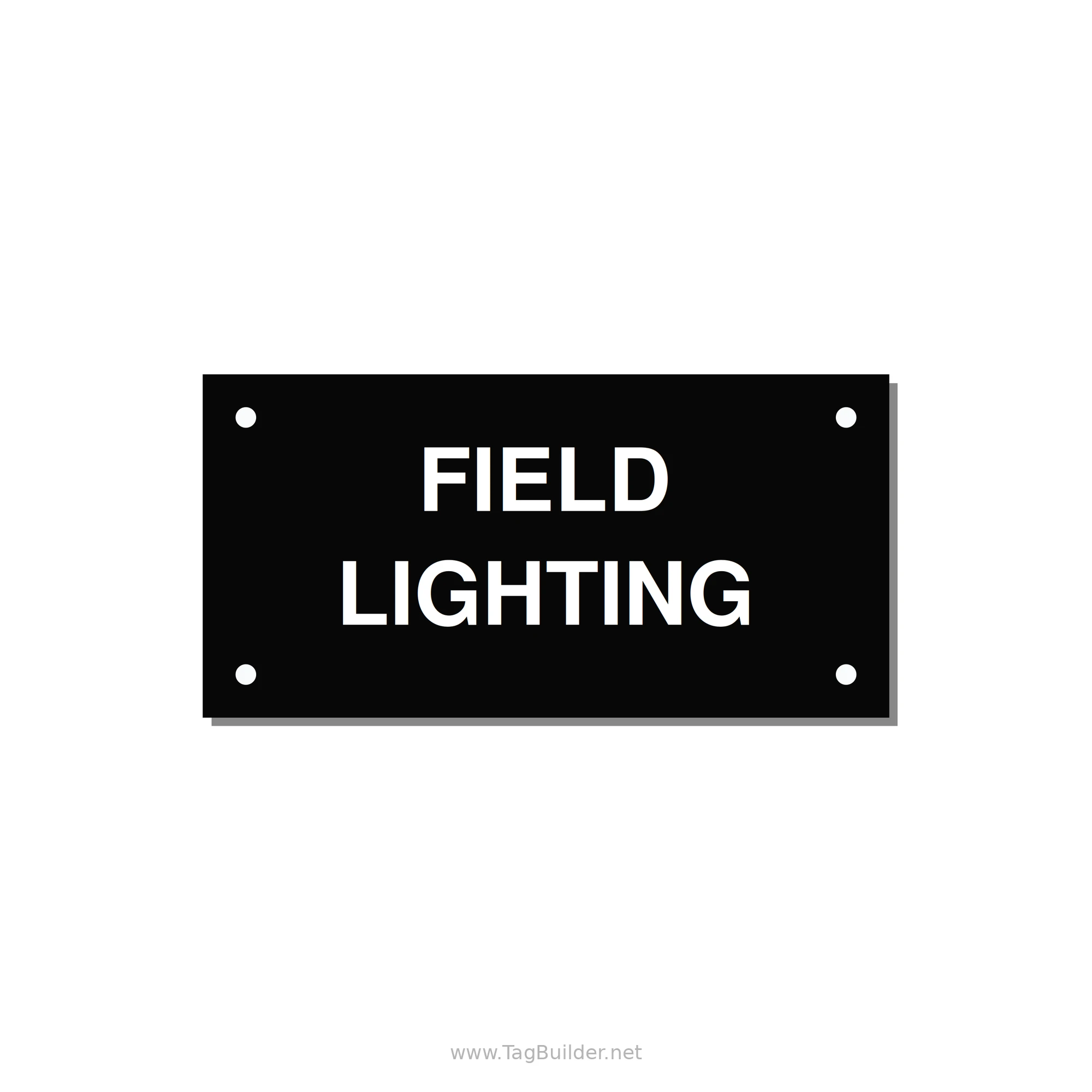 4.0x2.0" Safety Label - FIELD LIGHTING — 4x2" White on Black, Holes