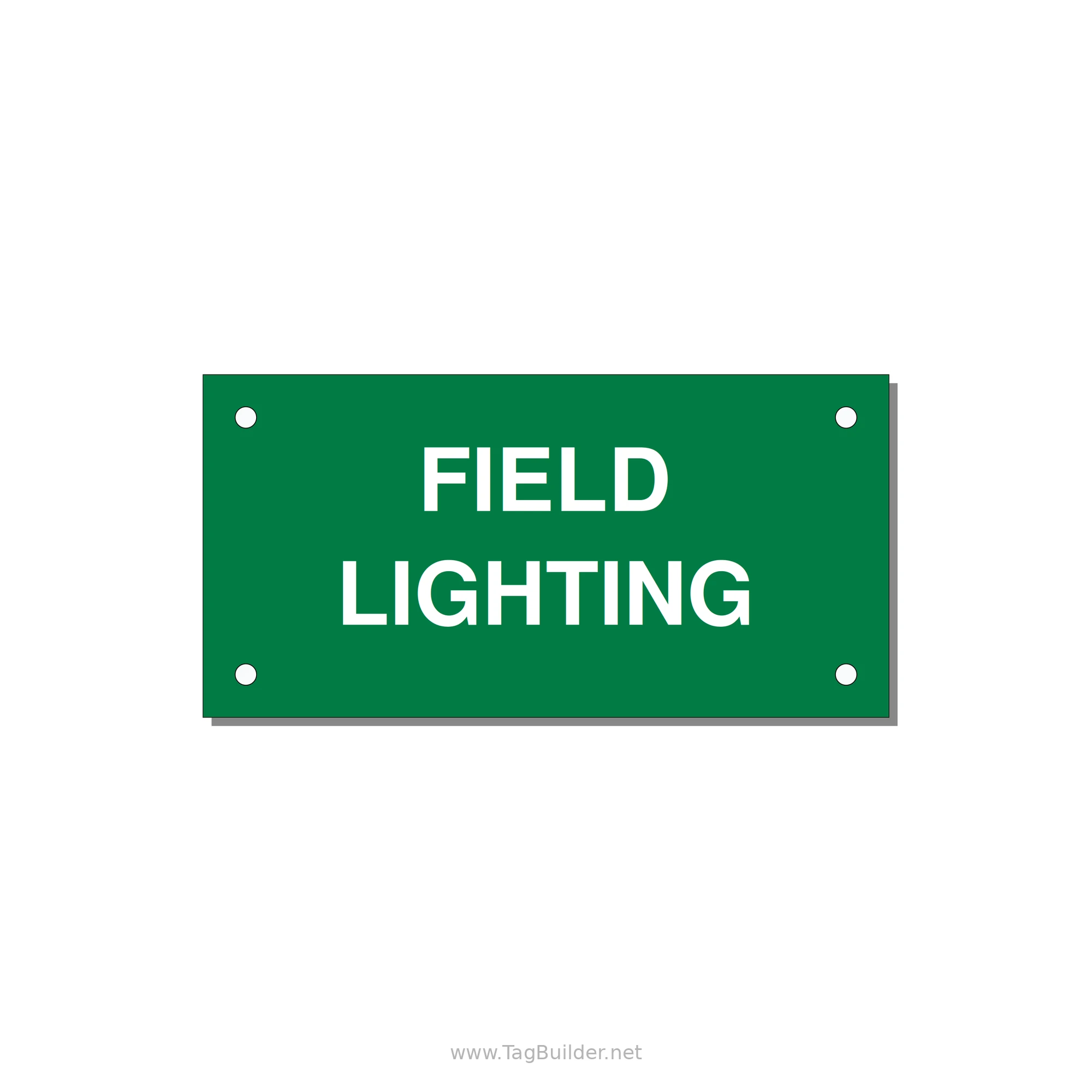 4.0x2.0" Safety Label - FIELD LIGHTING — 4x2" White on Green, Holes