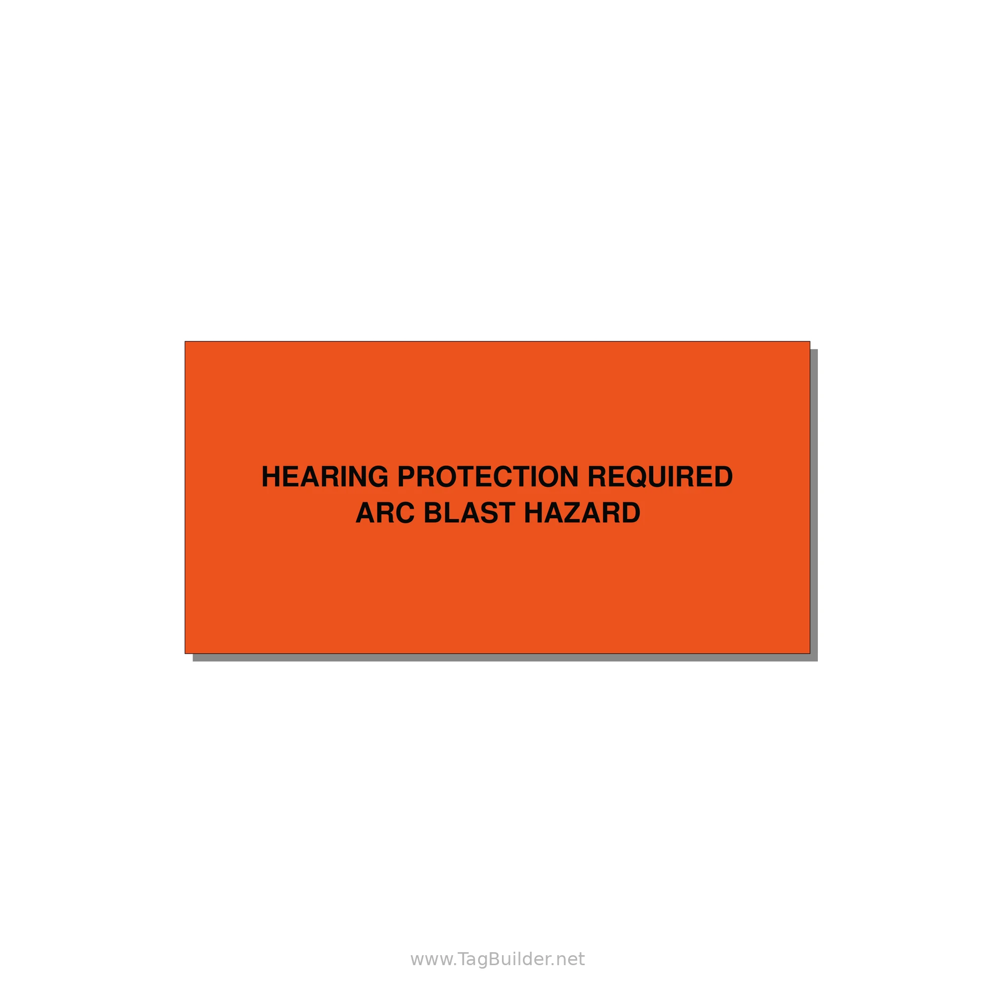 4.0x2.0" Safety Label - HEARING PROTECTION REQUIR — 4x2" Black on Orange, Adhesive