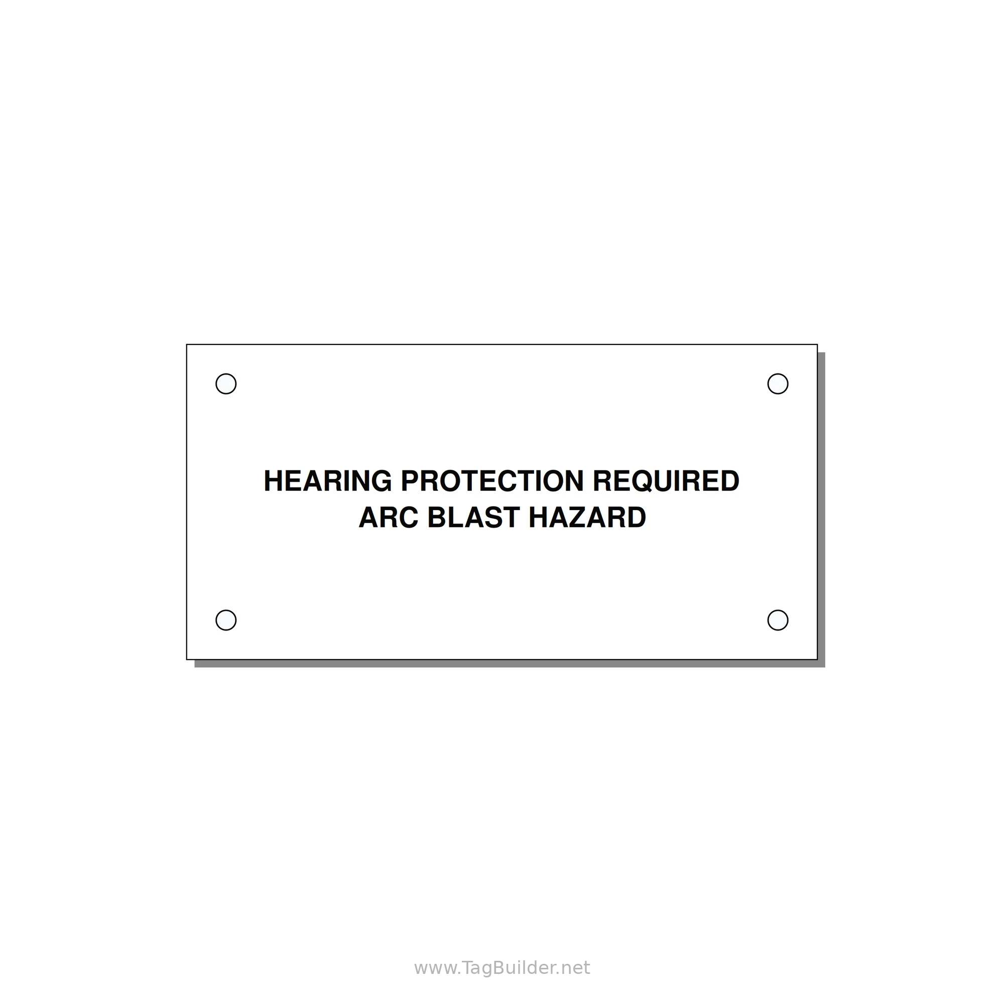 4.0x2.0" Safety Label - HEARING PROTECTION REQUIR — 4x2" Black on White, Holes