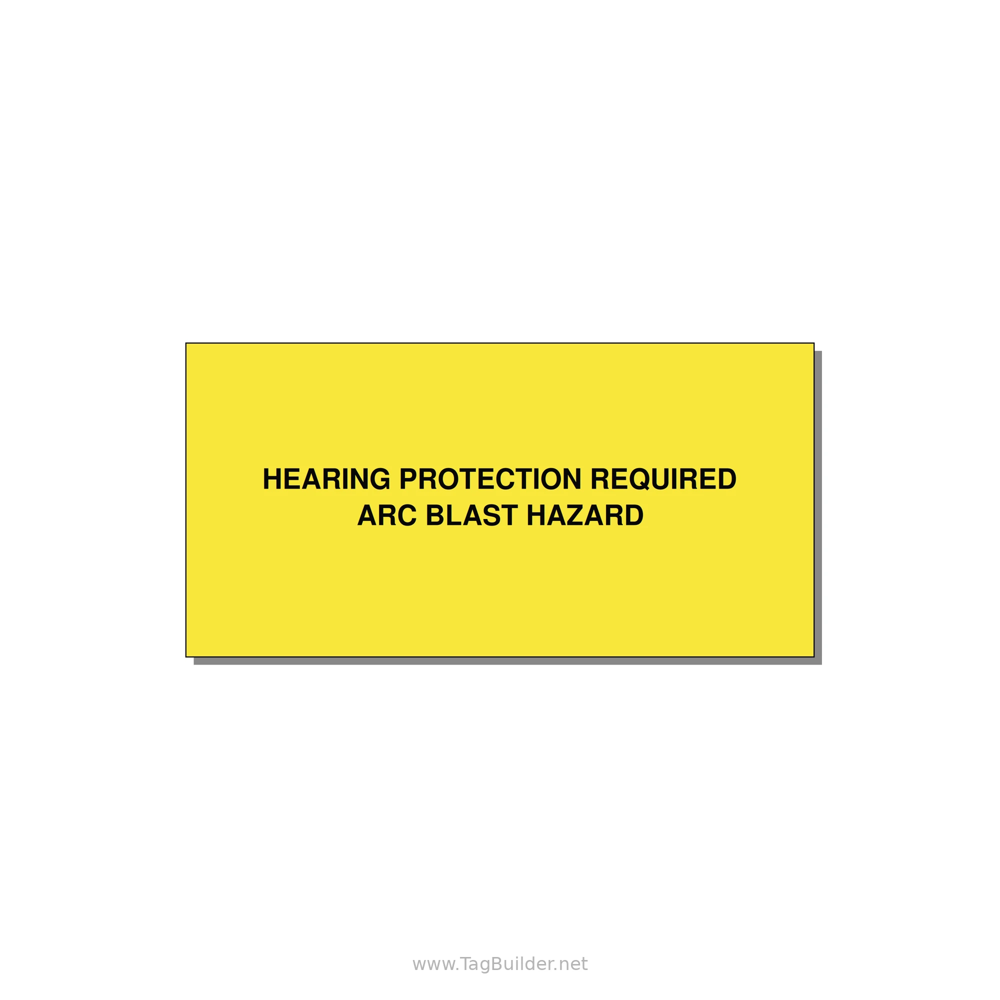 4.0x2.0" Safety Label - HEARING PROTECTION REQUIR — 4x2" Black on Yellow, Adhesive