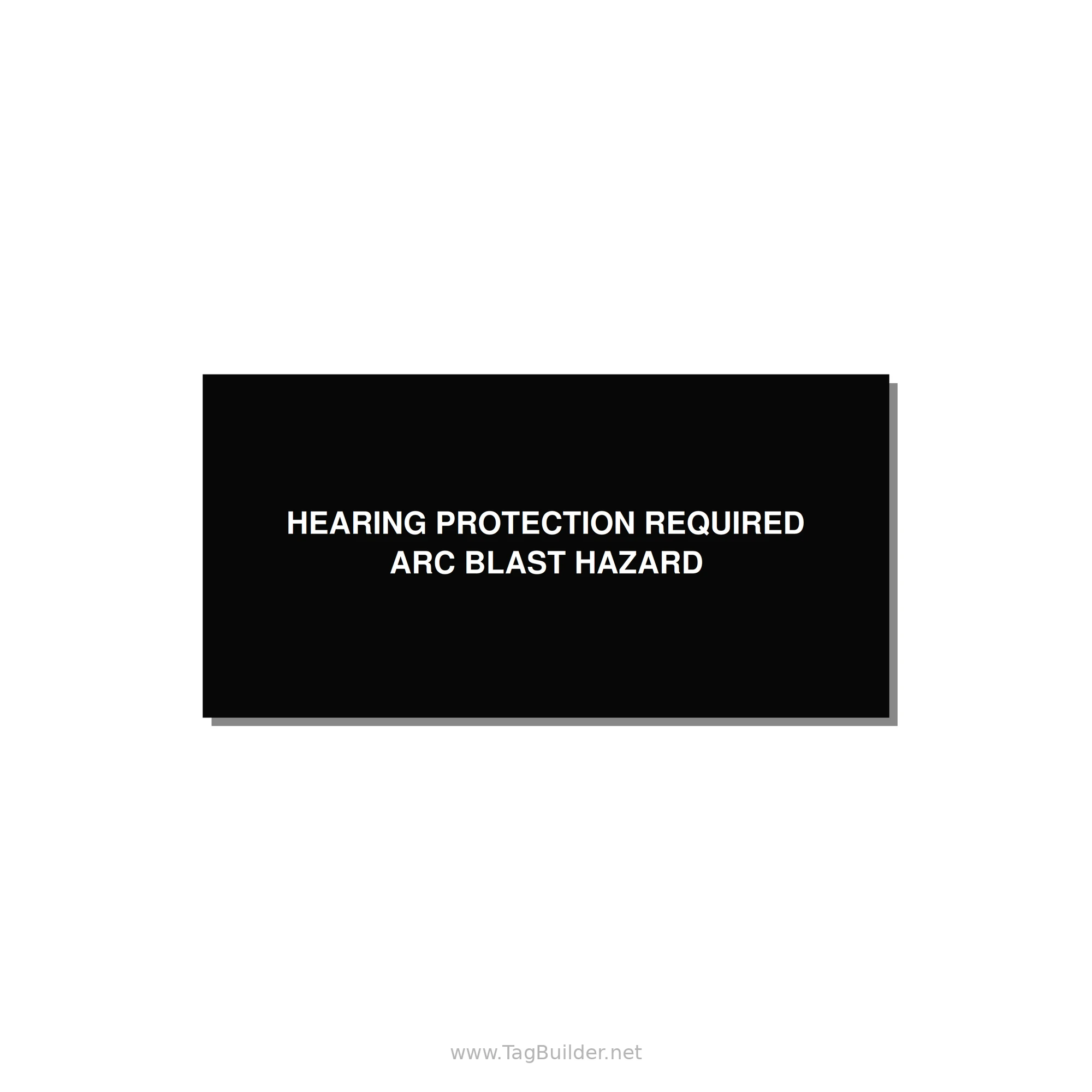 4.0x2.0" Safety Label - HEARING PROTECTION REQUIR — 4x2" White on Black, Adhesive
