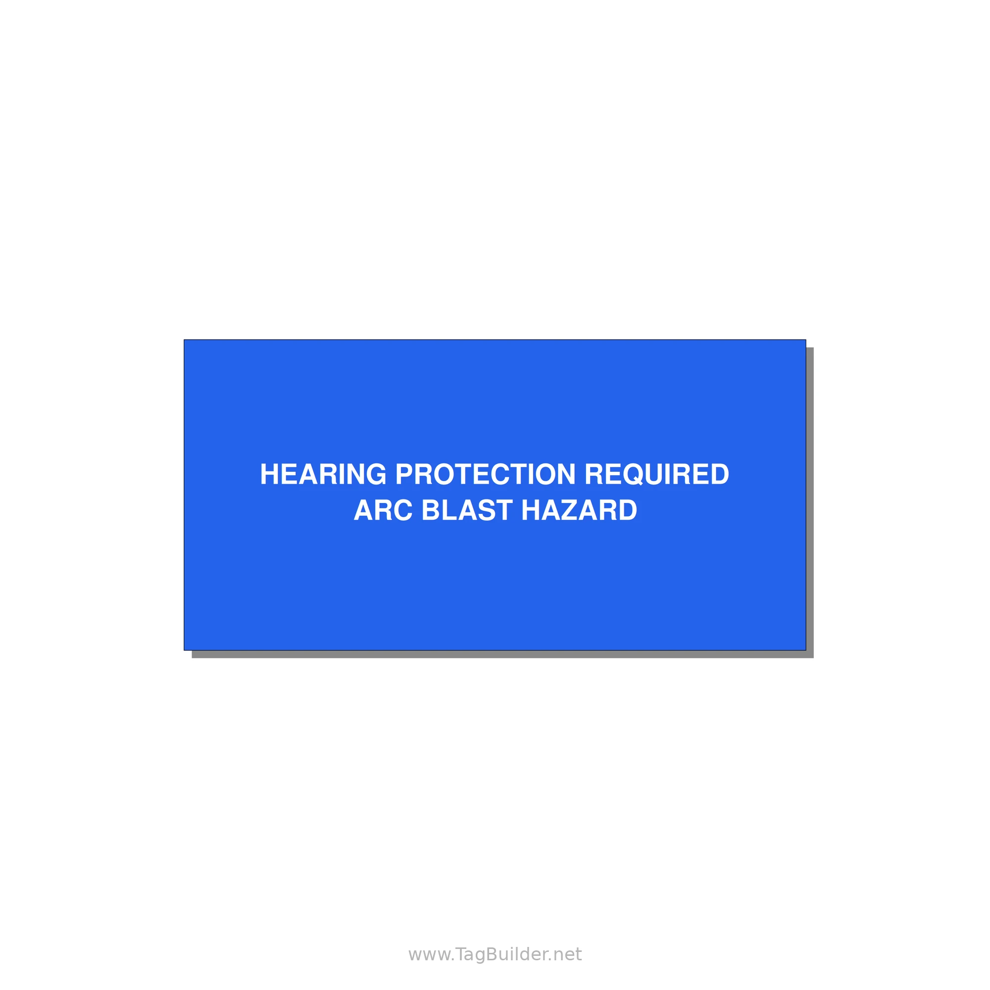 4.0x2.0" Safety Label - HEARING PROTECTION REQUIR — 4x2" White on Blue, Adhesive