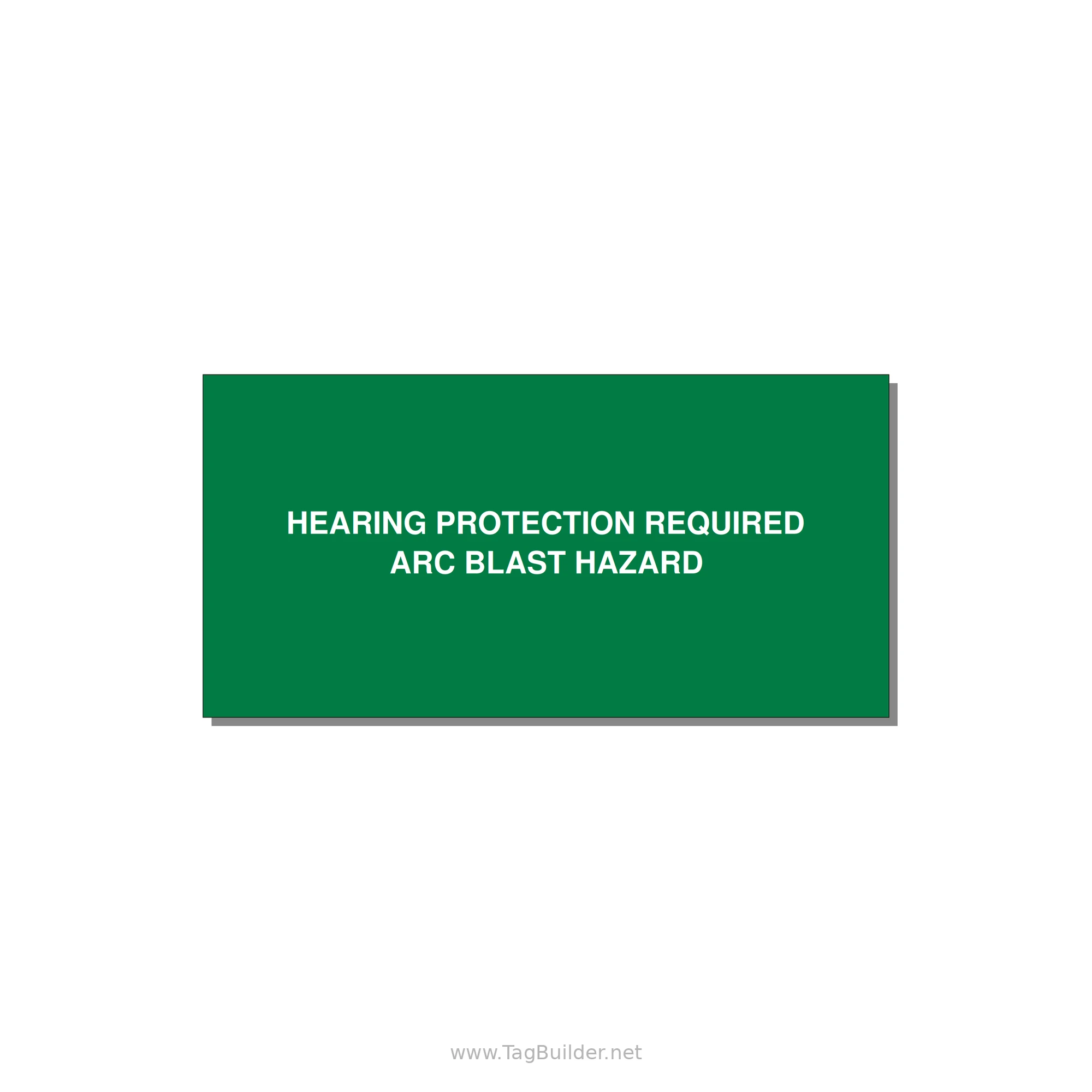 4.0x2.0" Safety Label - HEARING PROTECTION REQUIR — 4x2" White on Green, Adhesive