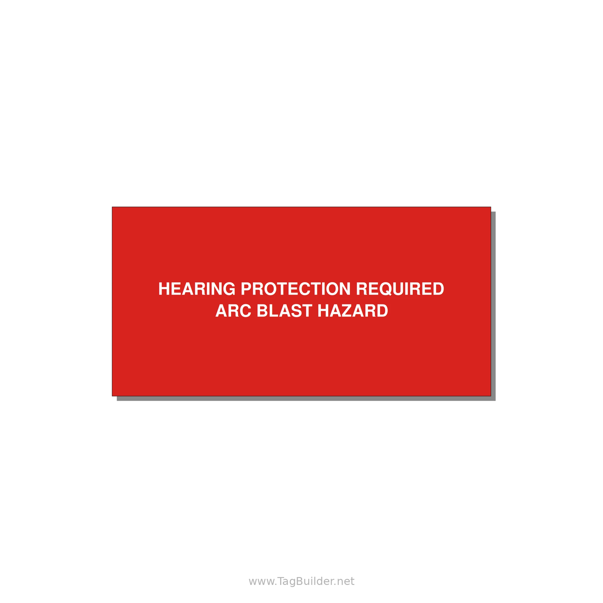 4.0x2.0" Safety Label - HEARING PROTECTION REQUIR — 4x2" White on Red, Adhesive