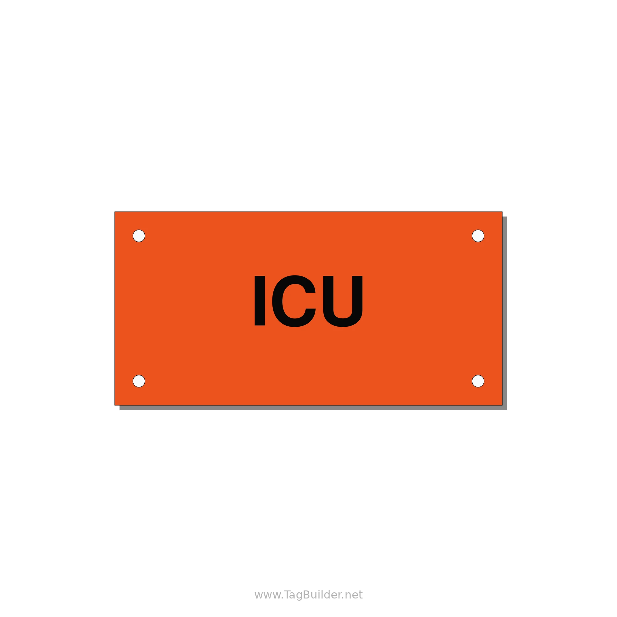 4.0x2.0" Safety Label - ICU — 4x2" Black on Orange, Holes