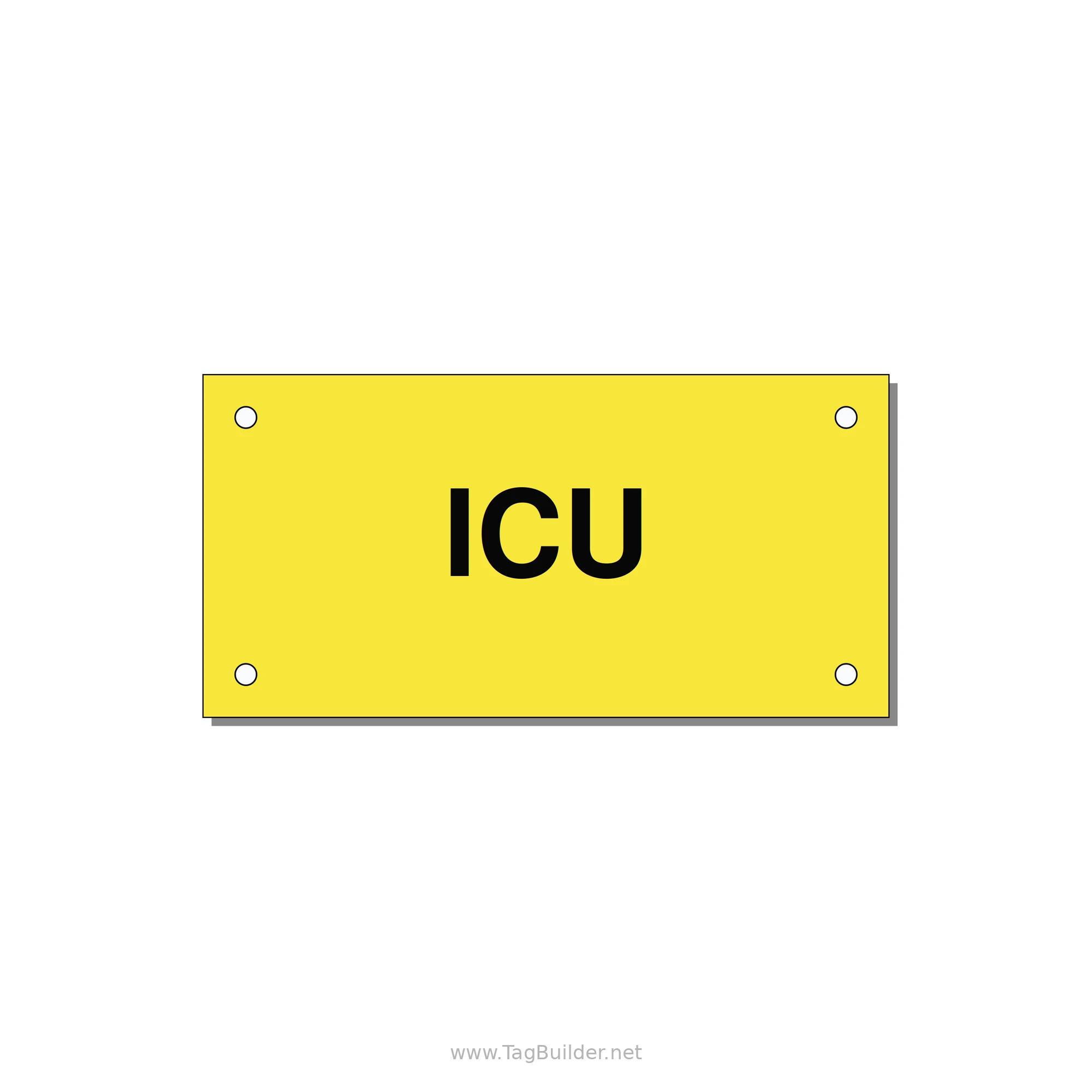 4.0x2.0" Safety Label - ICU — 4x2" Black on Yellow, Holes