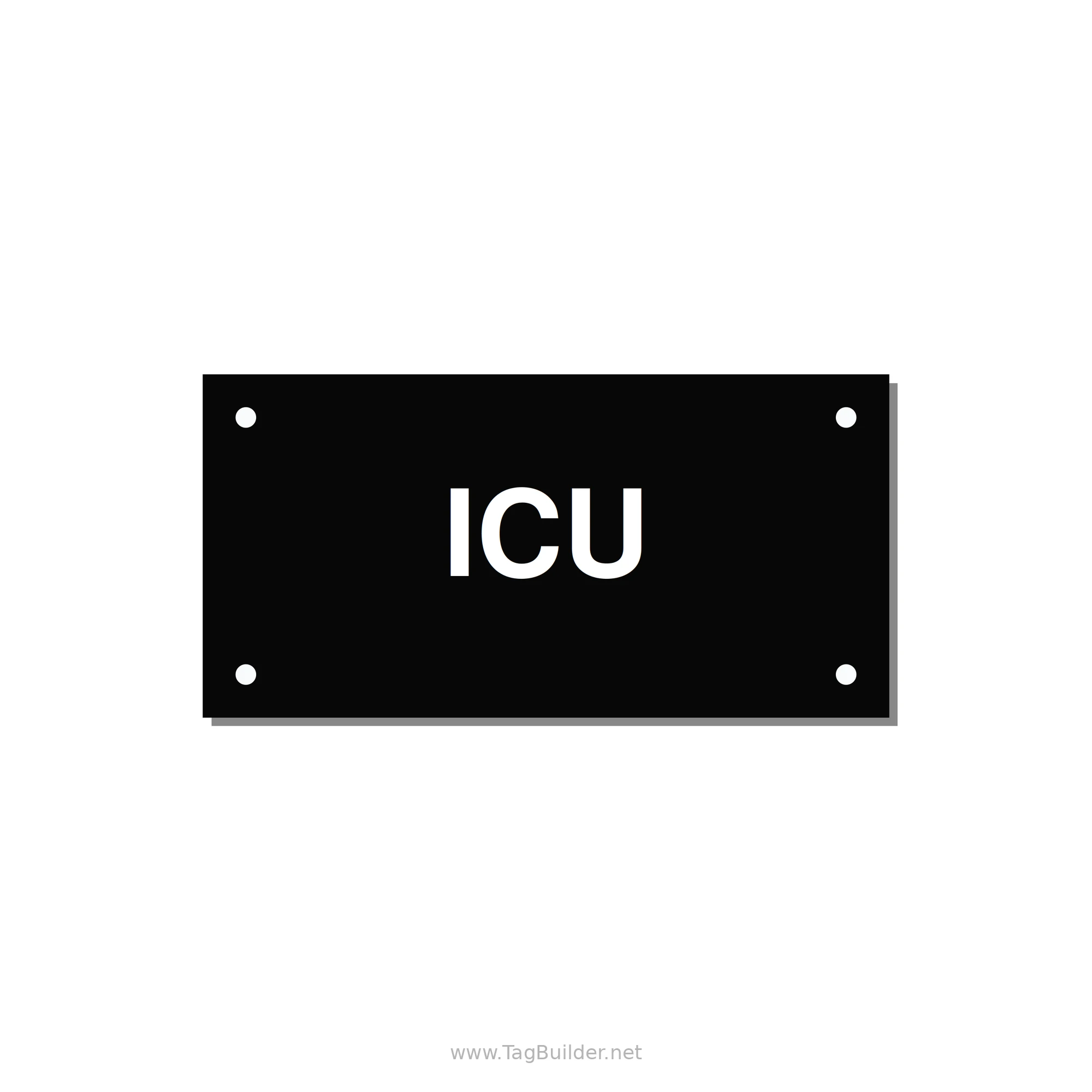 4.0x2.0" Safety Label - ICU — 4x2" White on Black, Holes