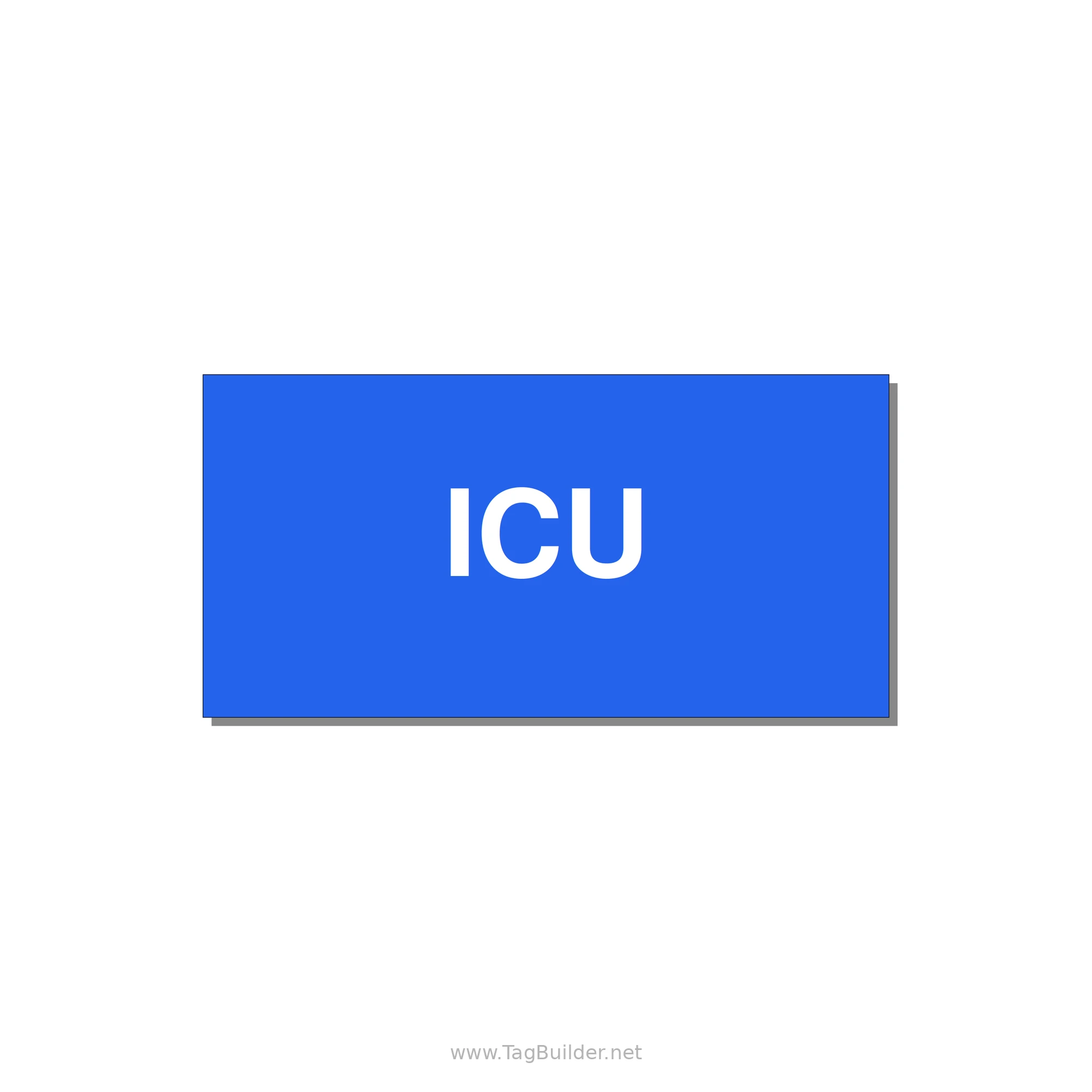 4.0x2.0" Safety Label - ICU — 4x2" White on Blue, Adhesive