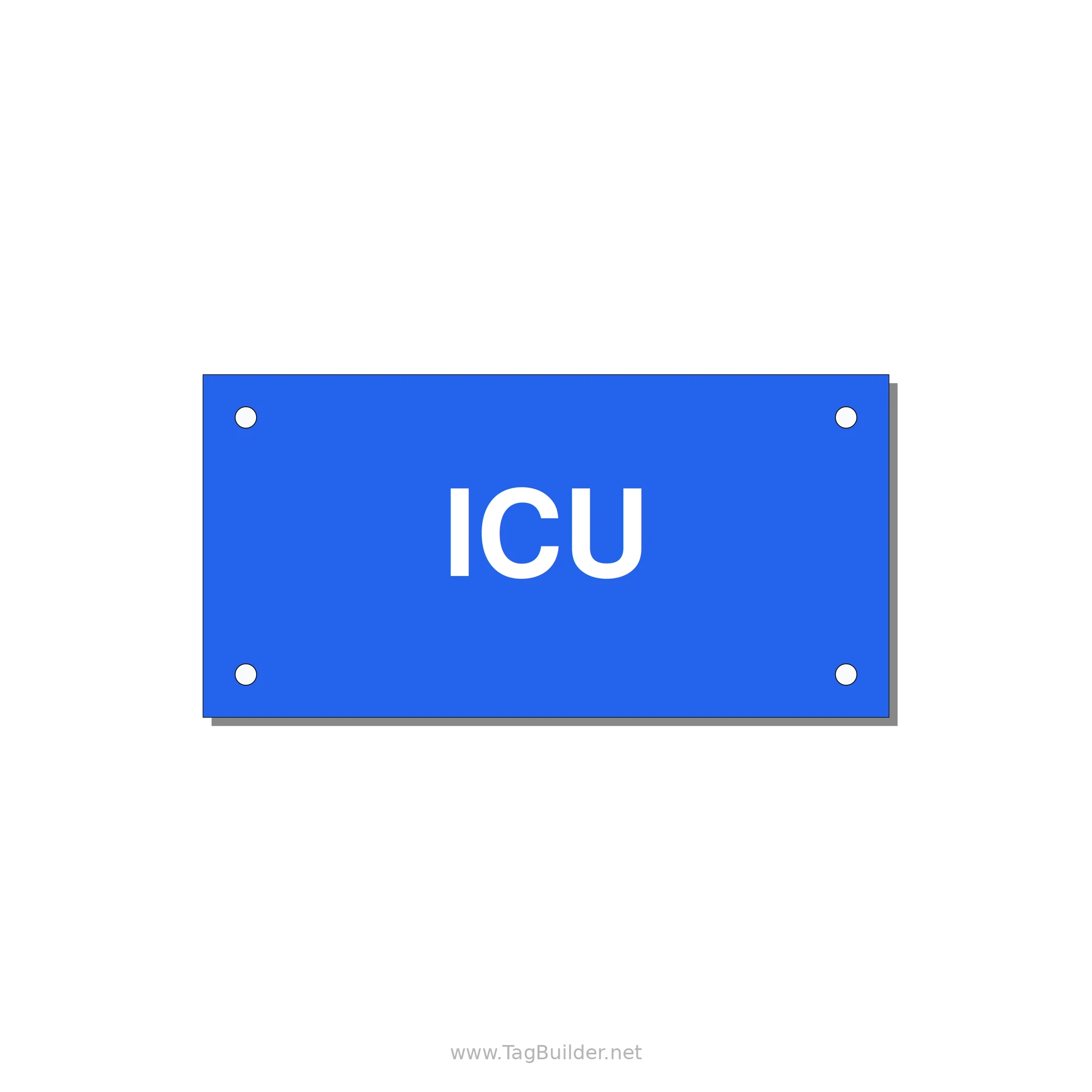 4.0x2.0" Safety Label - ICU — 4x2" White on Blue, Holes