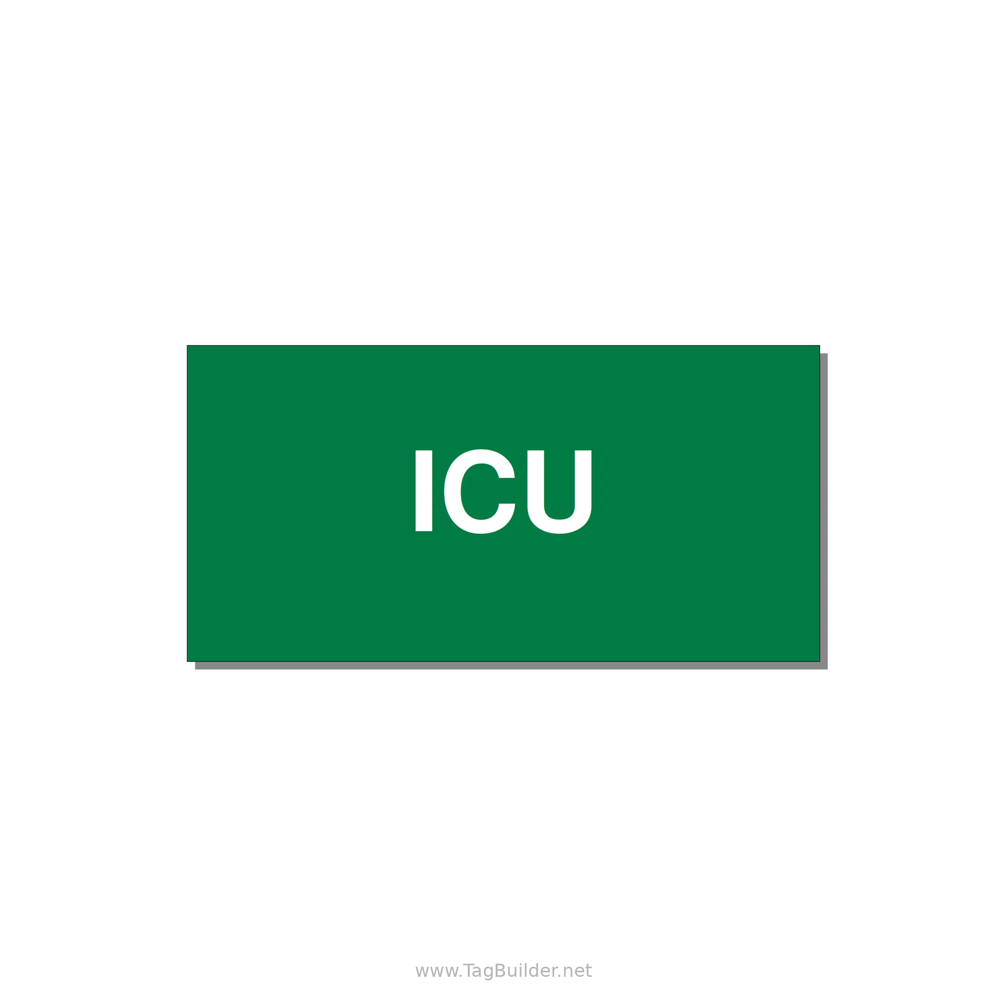 4.0x2.0" Safety Label - ICU — 4x2" White on Green, Adhesive