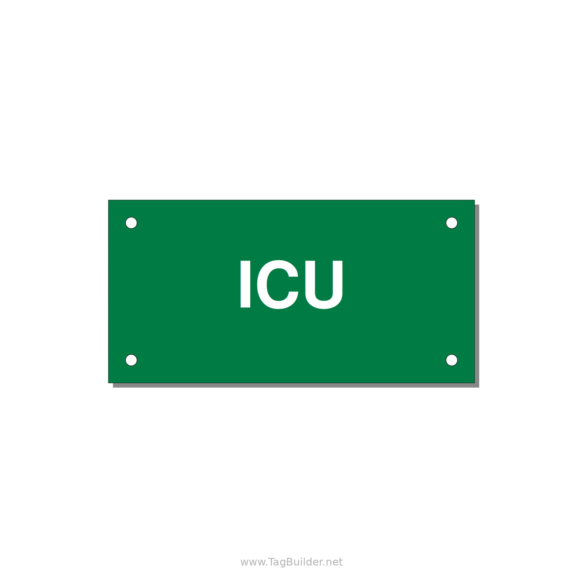 4.0x2.0" Safety Label - ICU — 4x2" White on Green, Holes