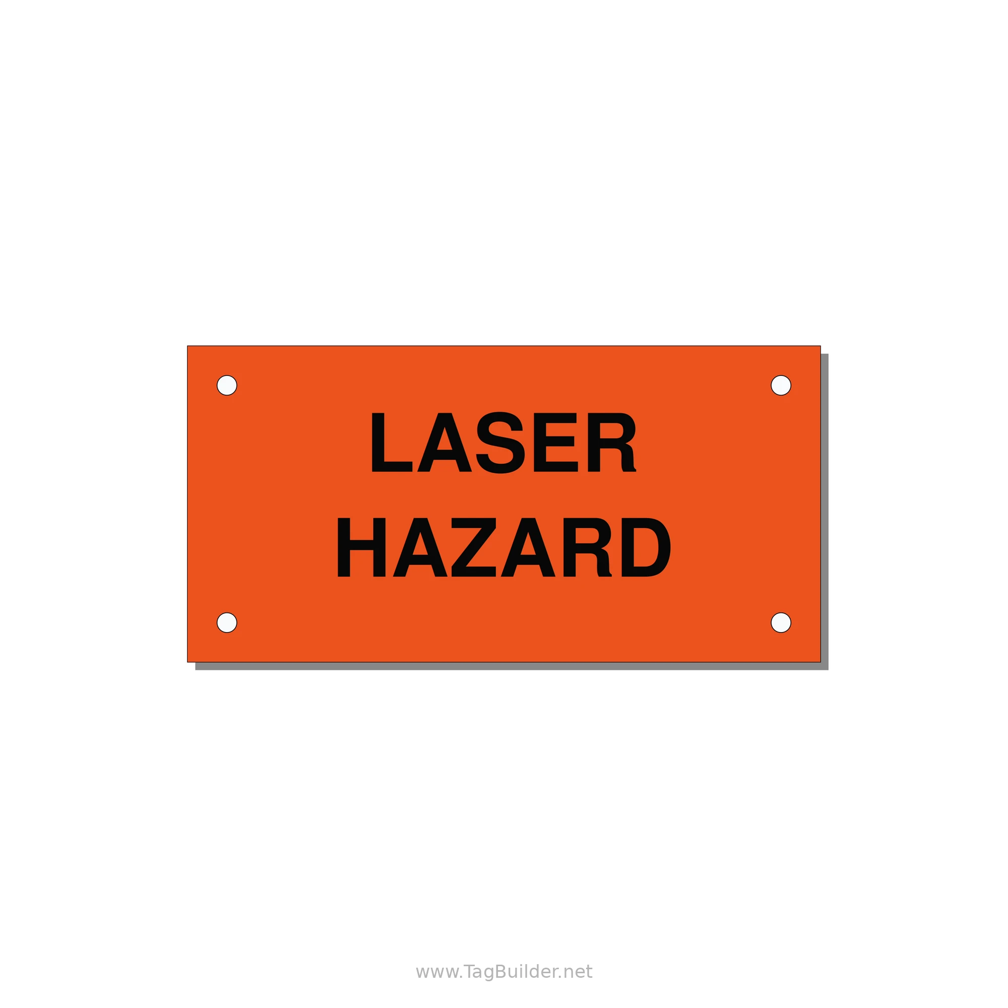 4.0x2.0" Safety Label - LASER HAZARD — 4x2" Black on Orange, Holes