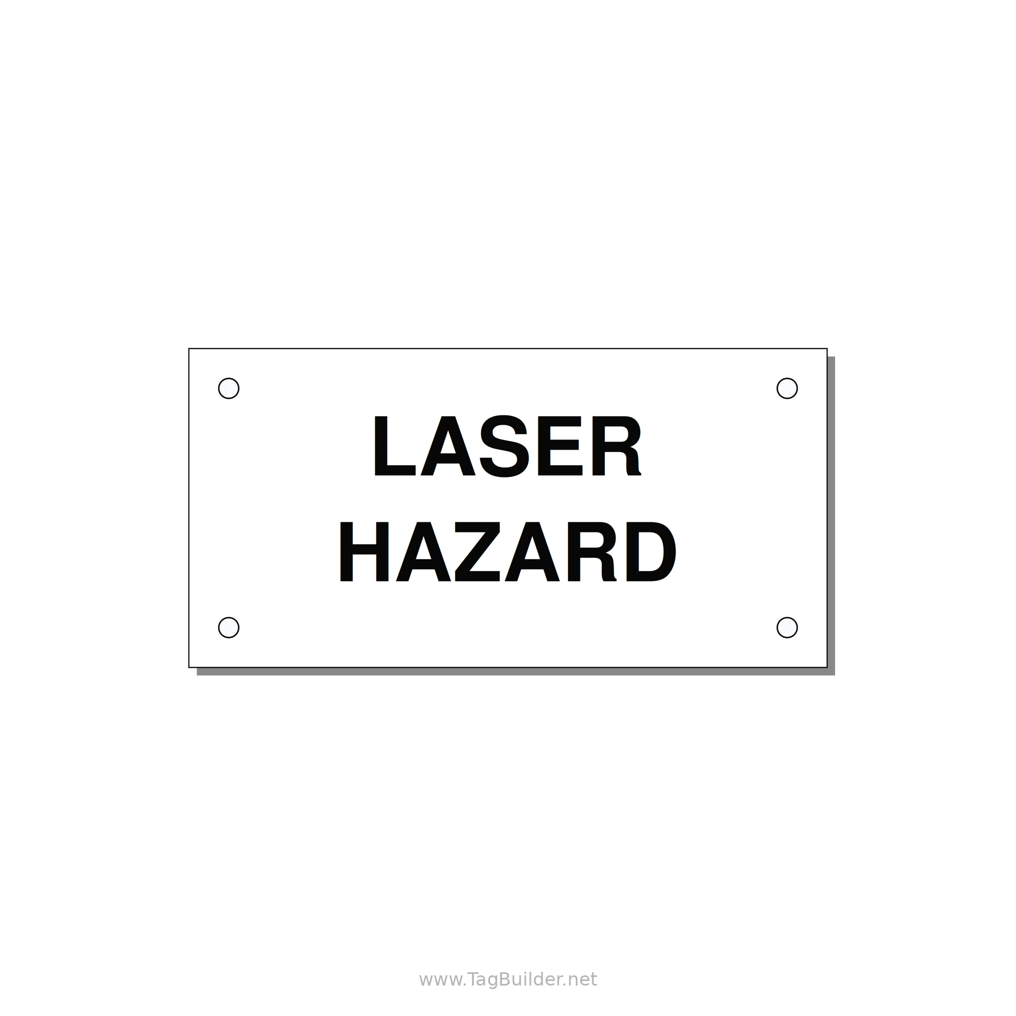 4.0x2.0" Safety Label - LASER HAZARD — 4x2" Black on White, Holes