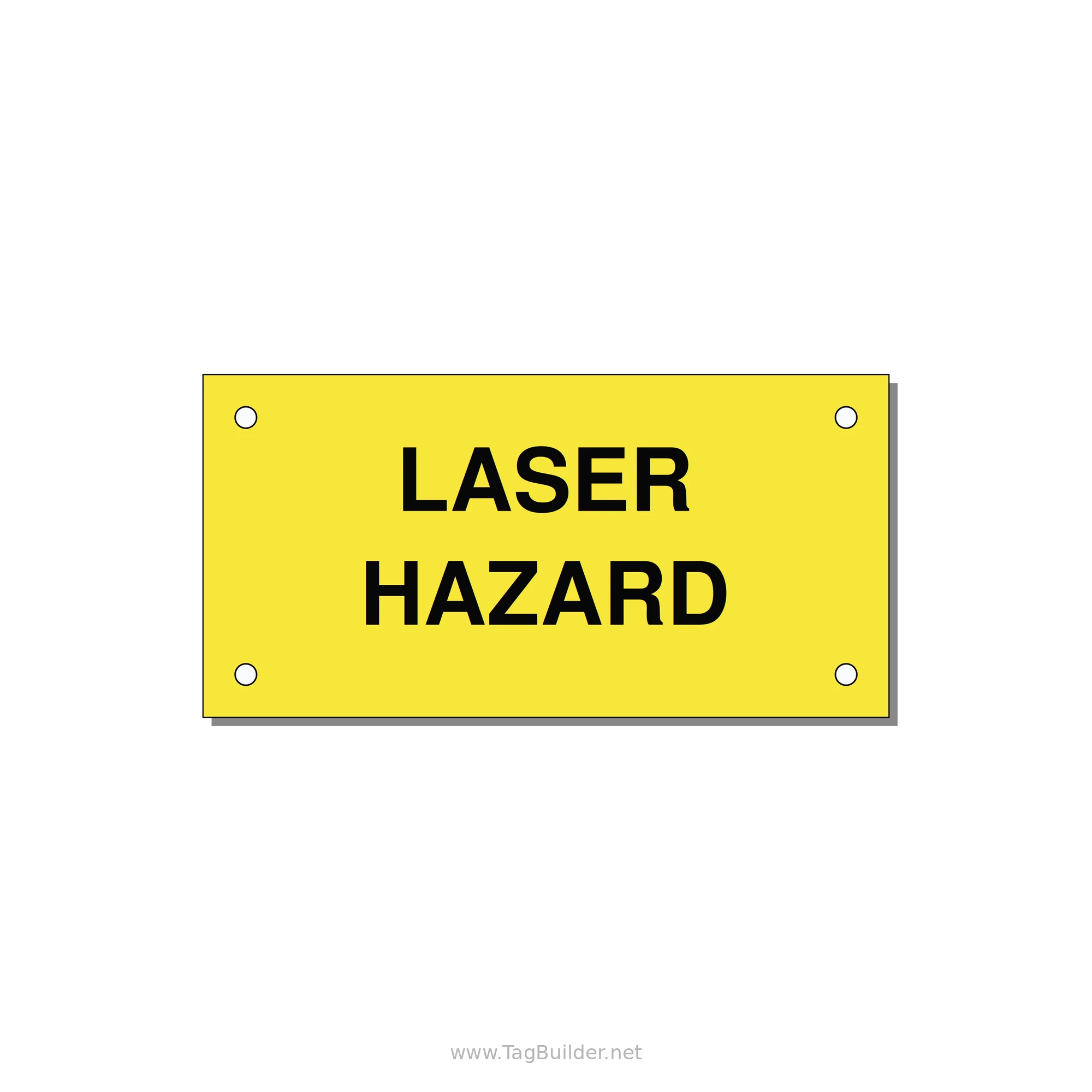 4.0x2.0" Safety Label - LASER HAZARD — 4x2" Black on Yellow, Holes
