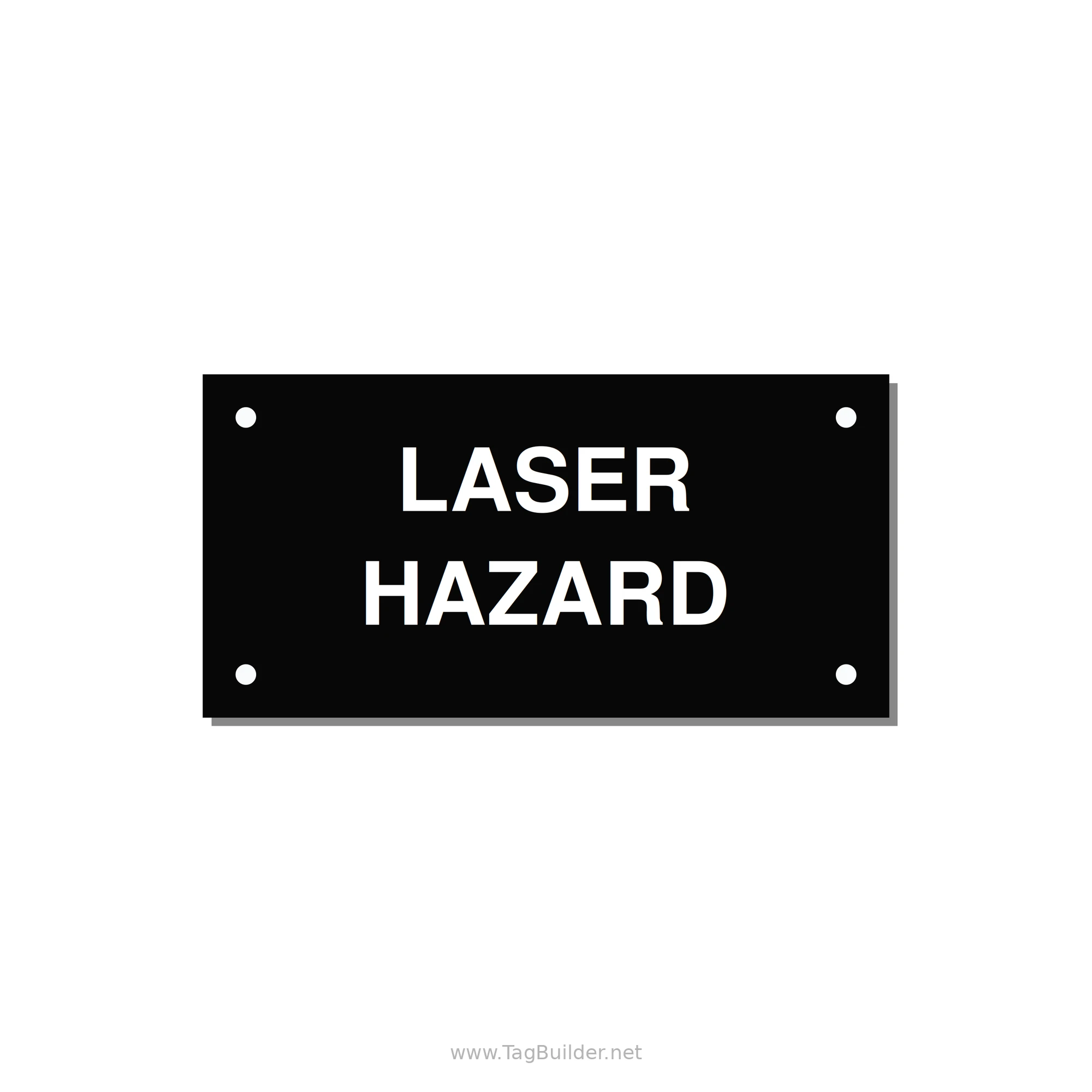 4.0x2.0" Safety Label - LASER HAZARD — 4x2" White on Black, Holes