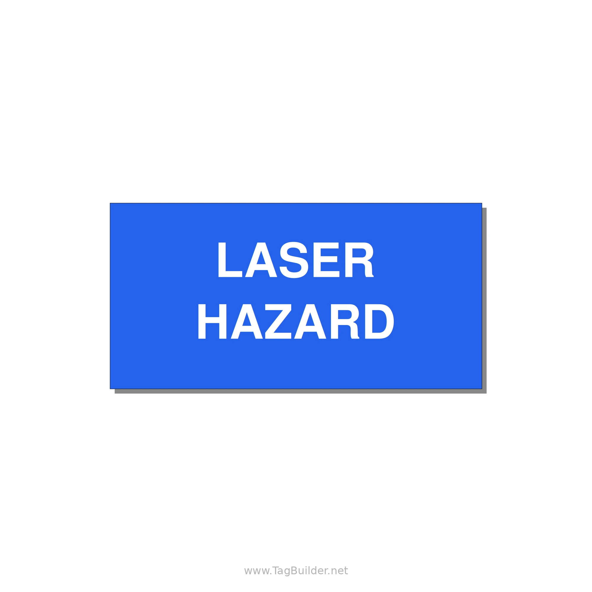 4.0x2.0" Safety Label - LASER HAZARD — 4x2" White on Blue, Adhesive
