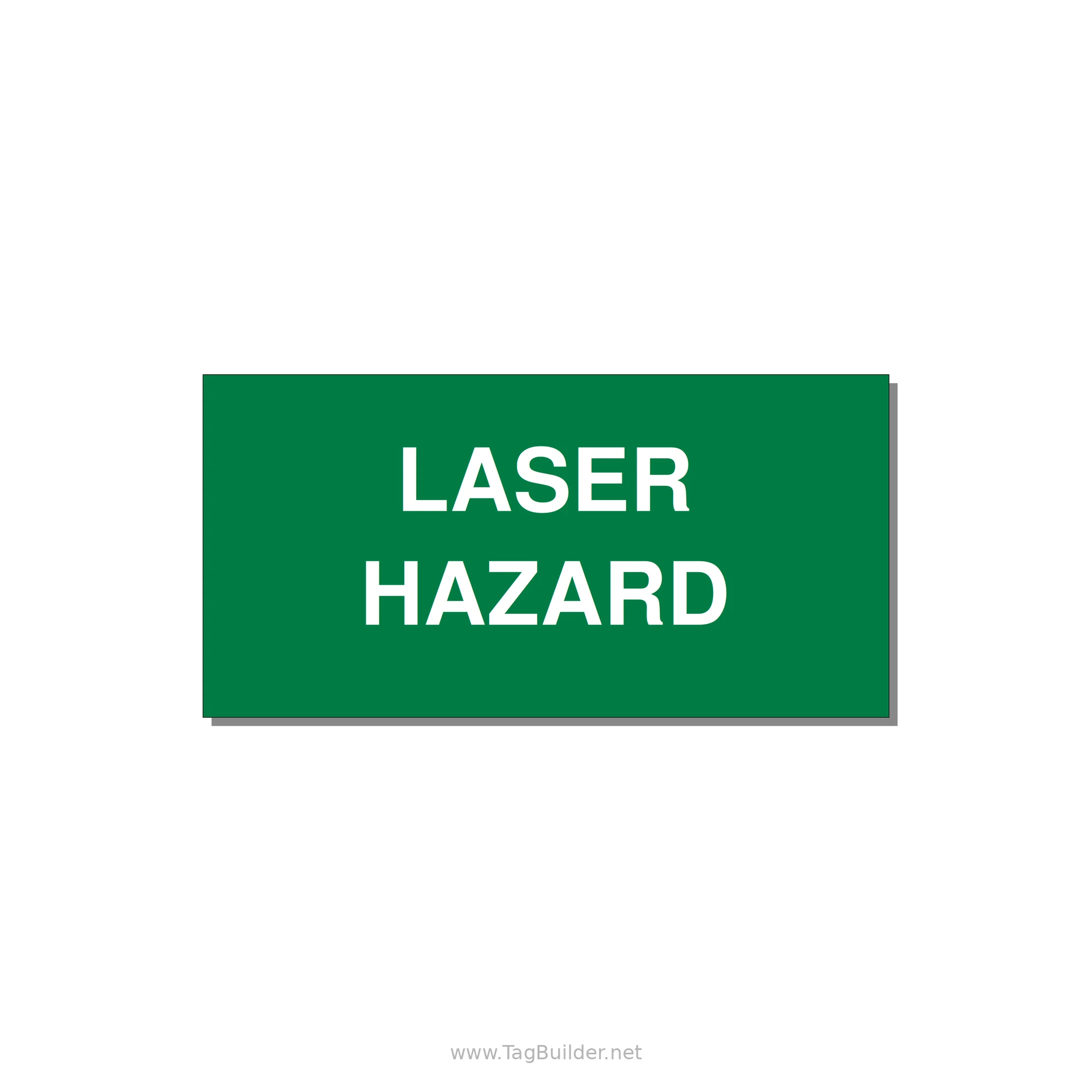 4.0x2.0" Safety Label - LASER HAZARD — 4x2" White on Green, Adhesive