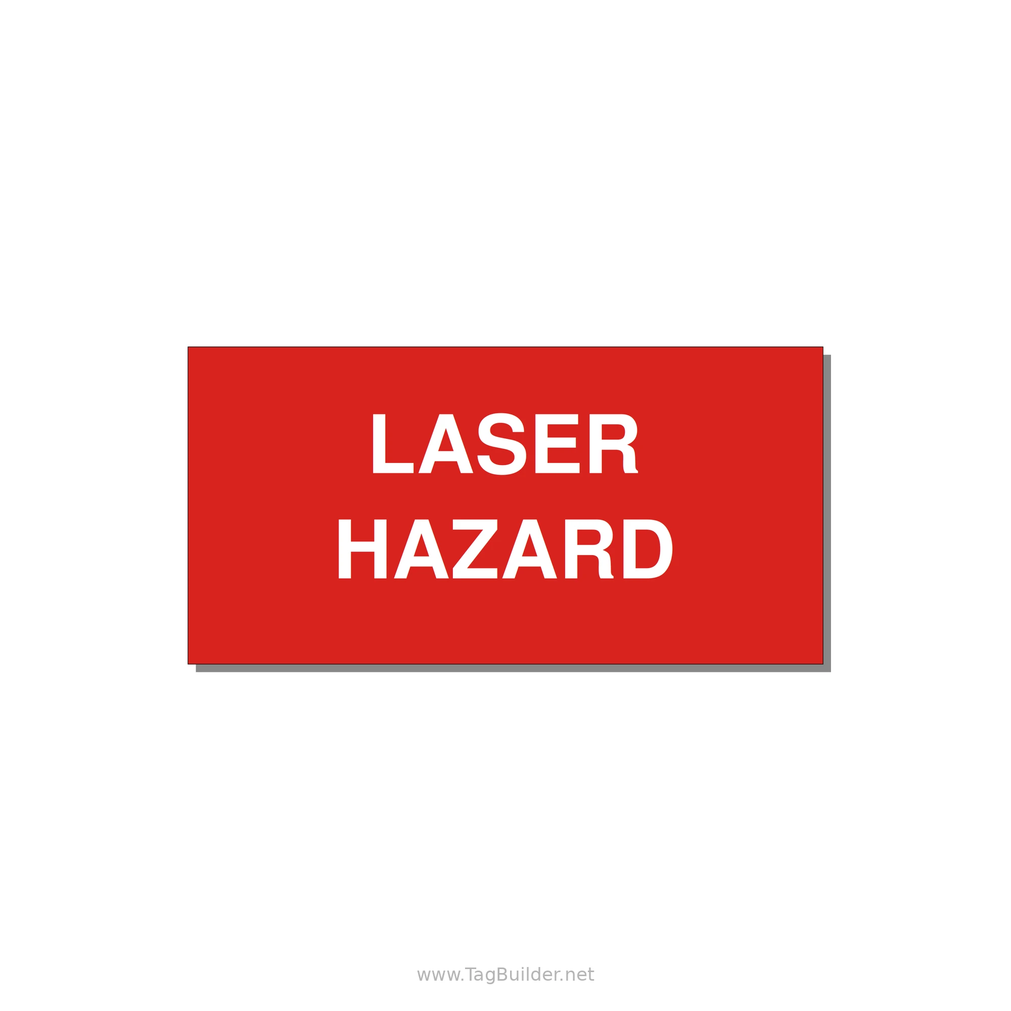 4.0x2.0" Safety Label - LASER HAZARD — 4x2" White on Red, Adhesive