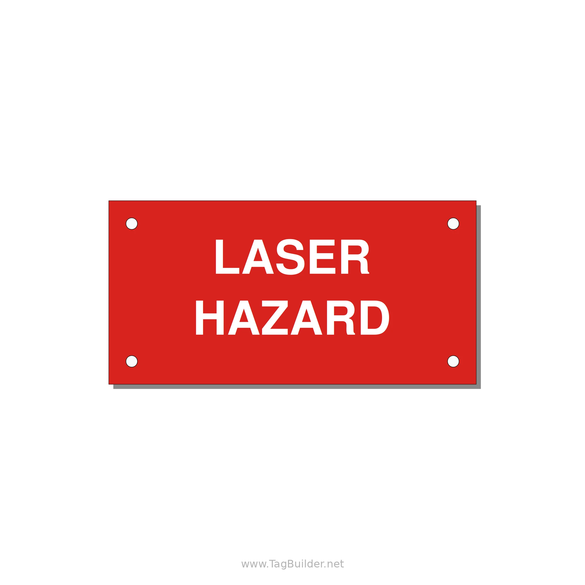4.0x2.0" Safety Label - LASER HAZARD — 4x2" White on Red, Holes