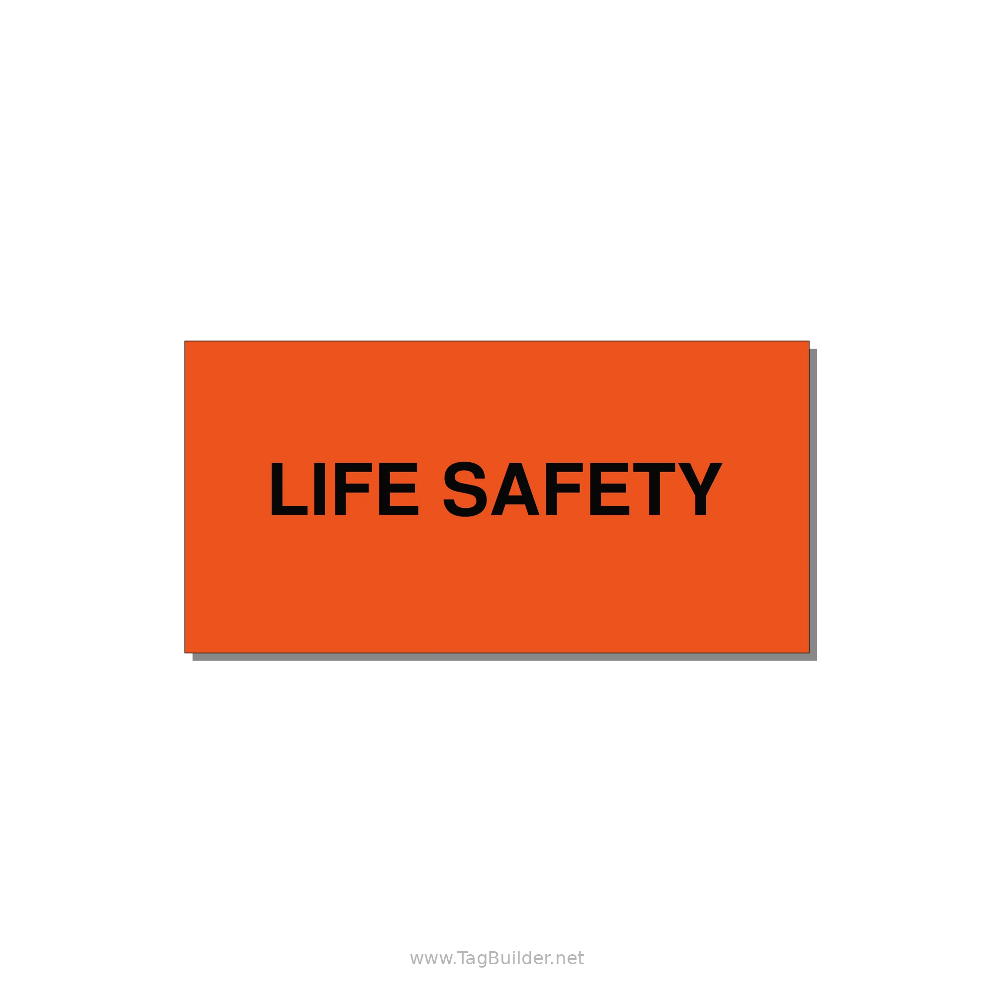 4.0x2.0" Safety Label - LIFE SAFETY — 4x2" Black on Orange, Adhesive