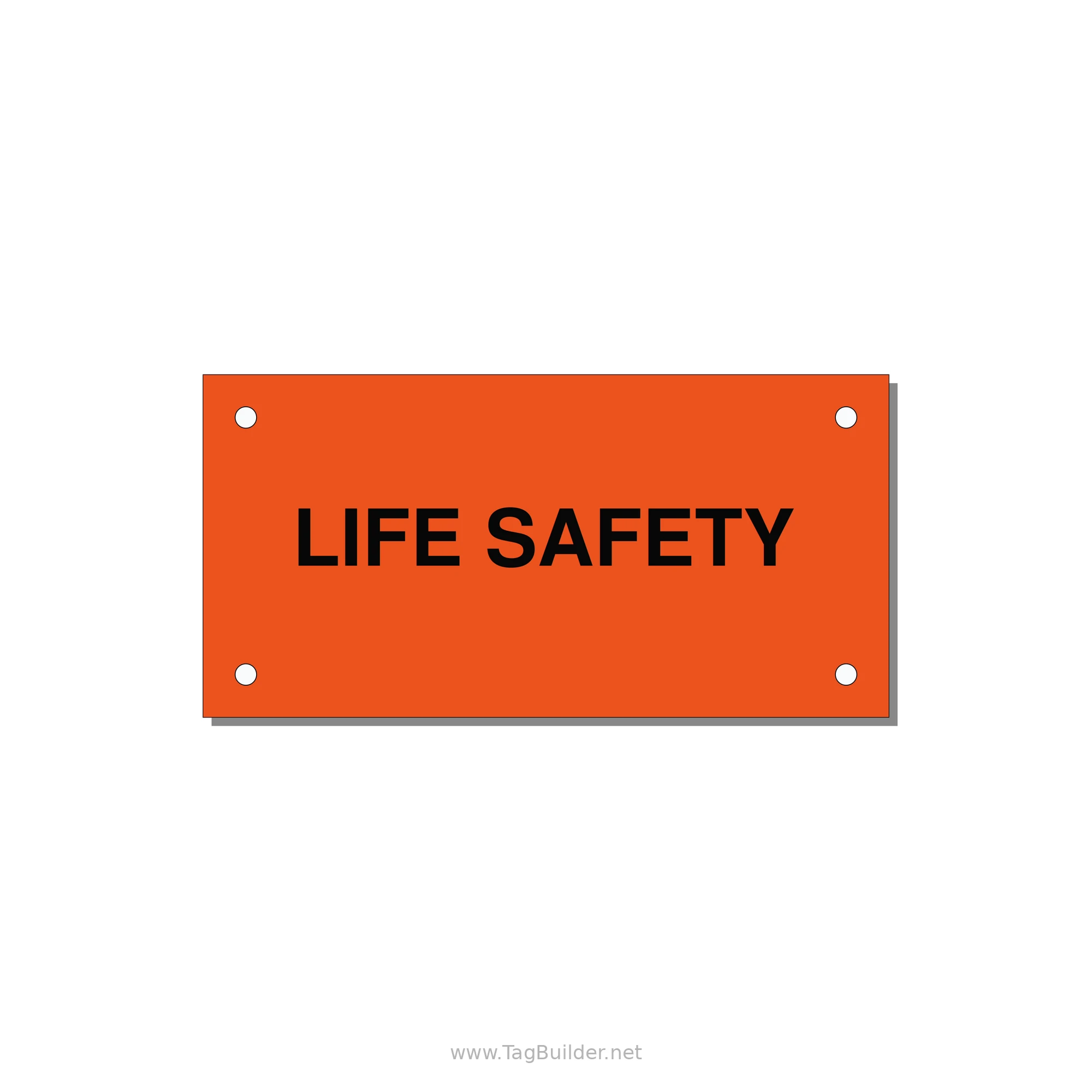 4.0x2.0" Safety Label - LIFE SAFETY — 4x2" Black on Orange, Holes