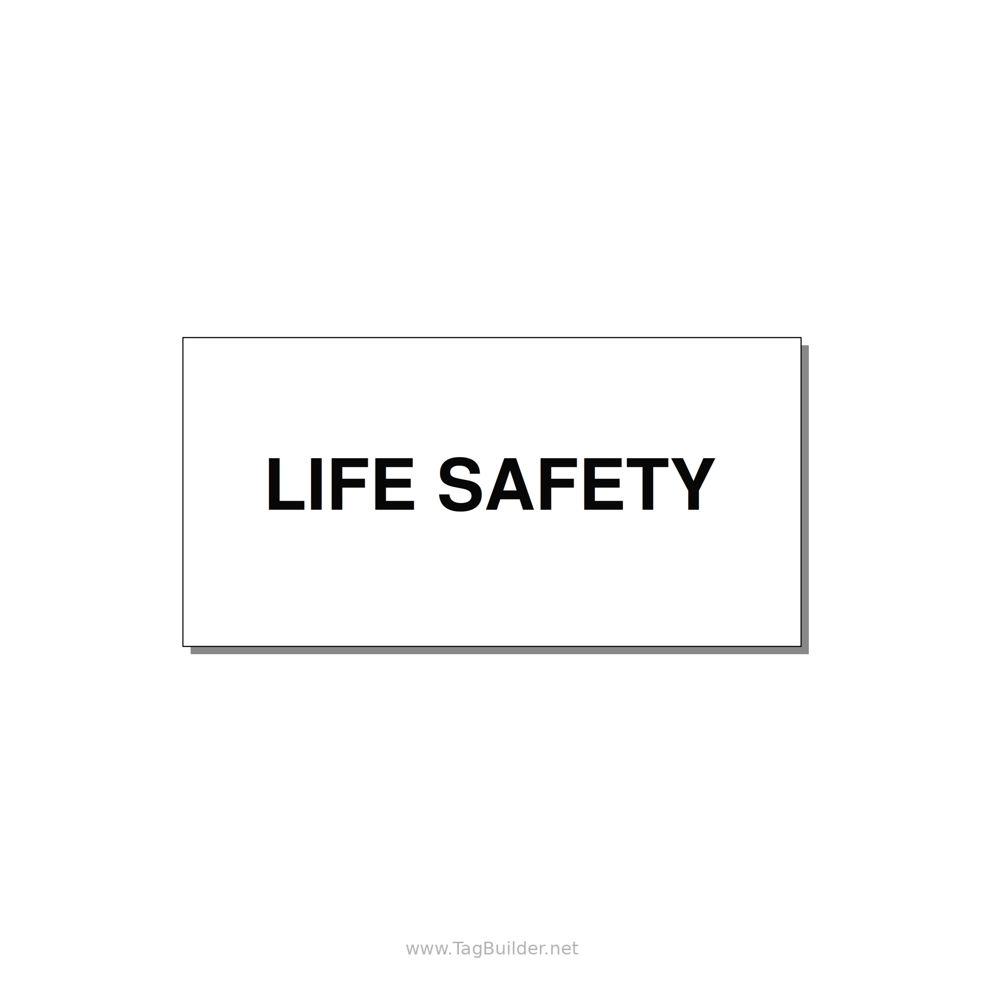 4.0x2.0" Safety Label - LIFE SAFETY — 4x2" Black on White, Adhesive