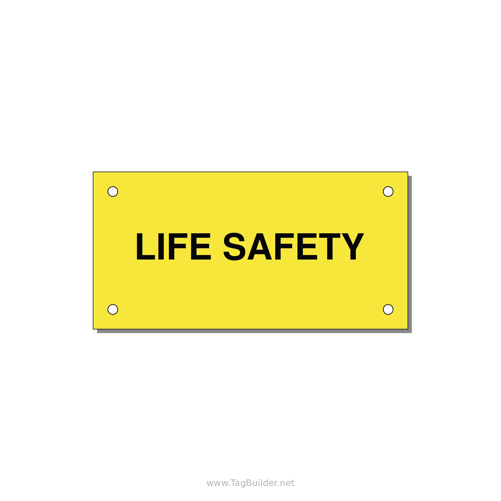 4.0x2.0" Safety Label - LIFE SAFETY — 4x2" Black on Yellow, Holes