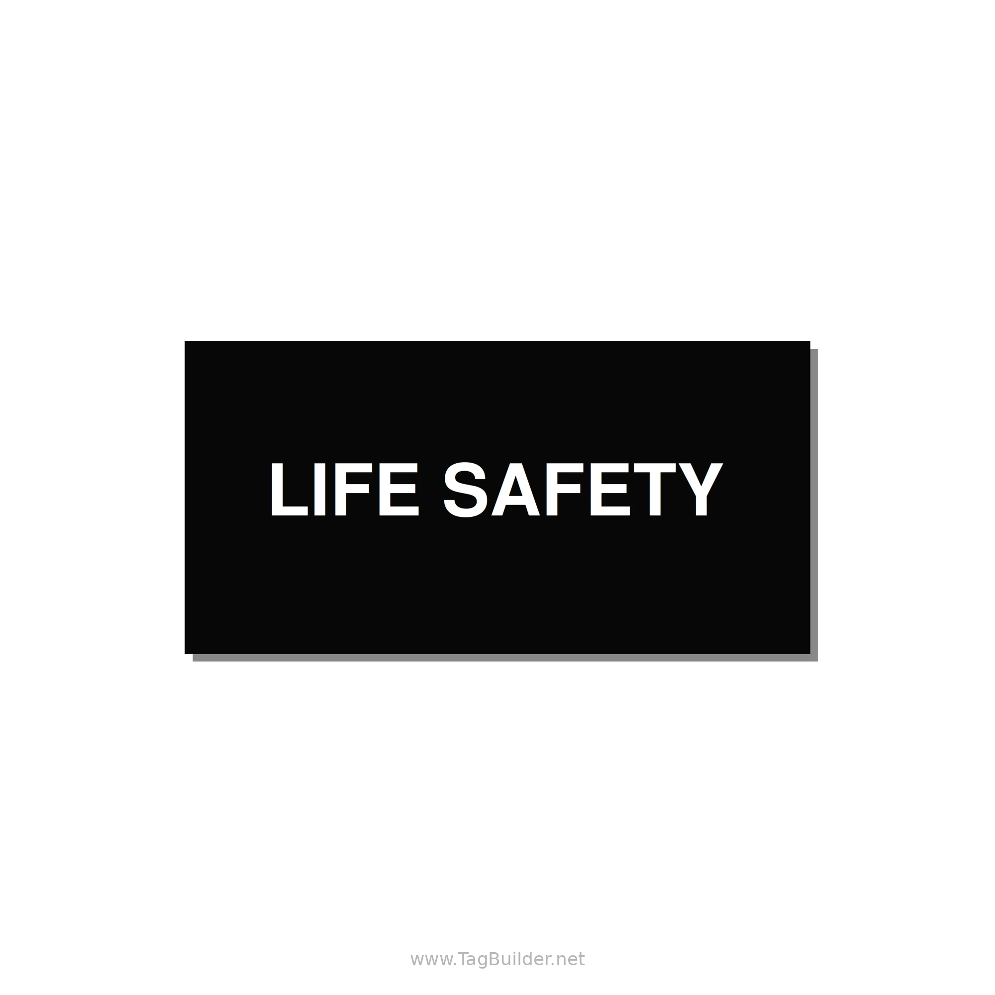 4.0x2.0" Safety Label - LIFE SAFETY — 4x2" White on Black, Adhesive