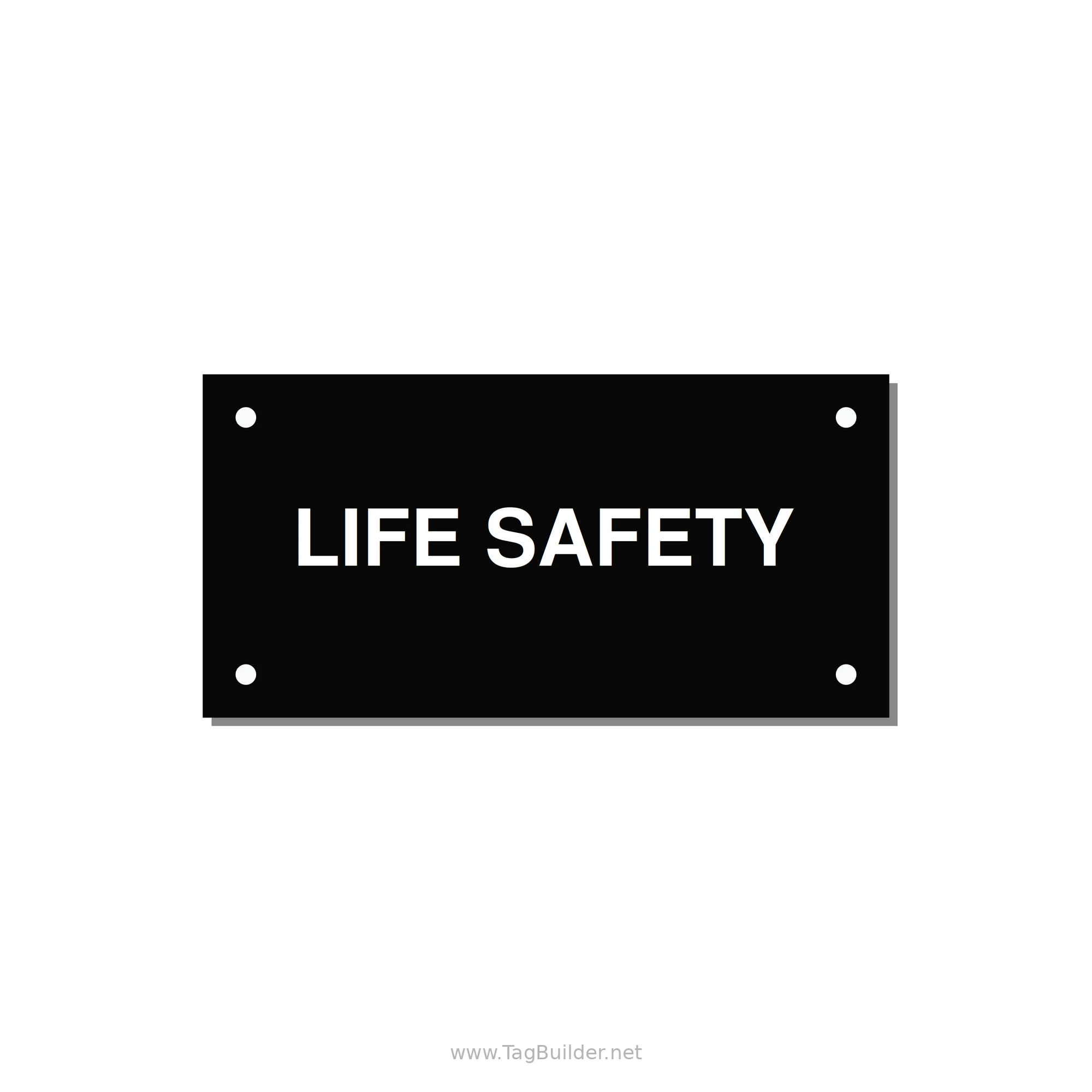 4.0x2.0" Safety Label - LIFE SAFETY — 4x2" White on Black, Holes