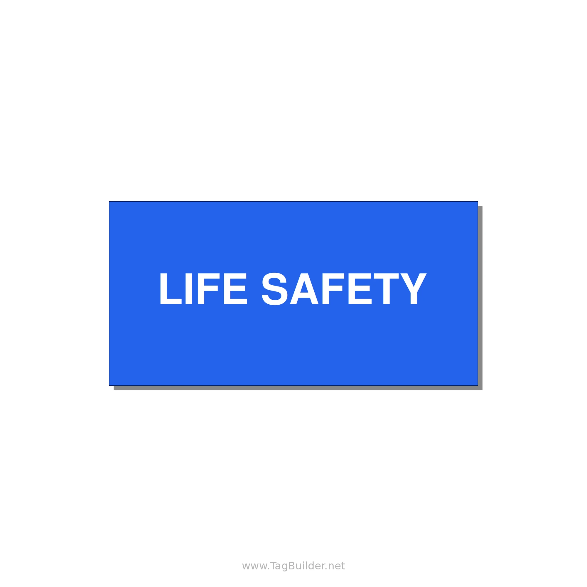 4.0x2.0" Safety Label - LIFE SAFETY — 4x2" White on Blue, Adhesive