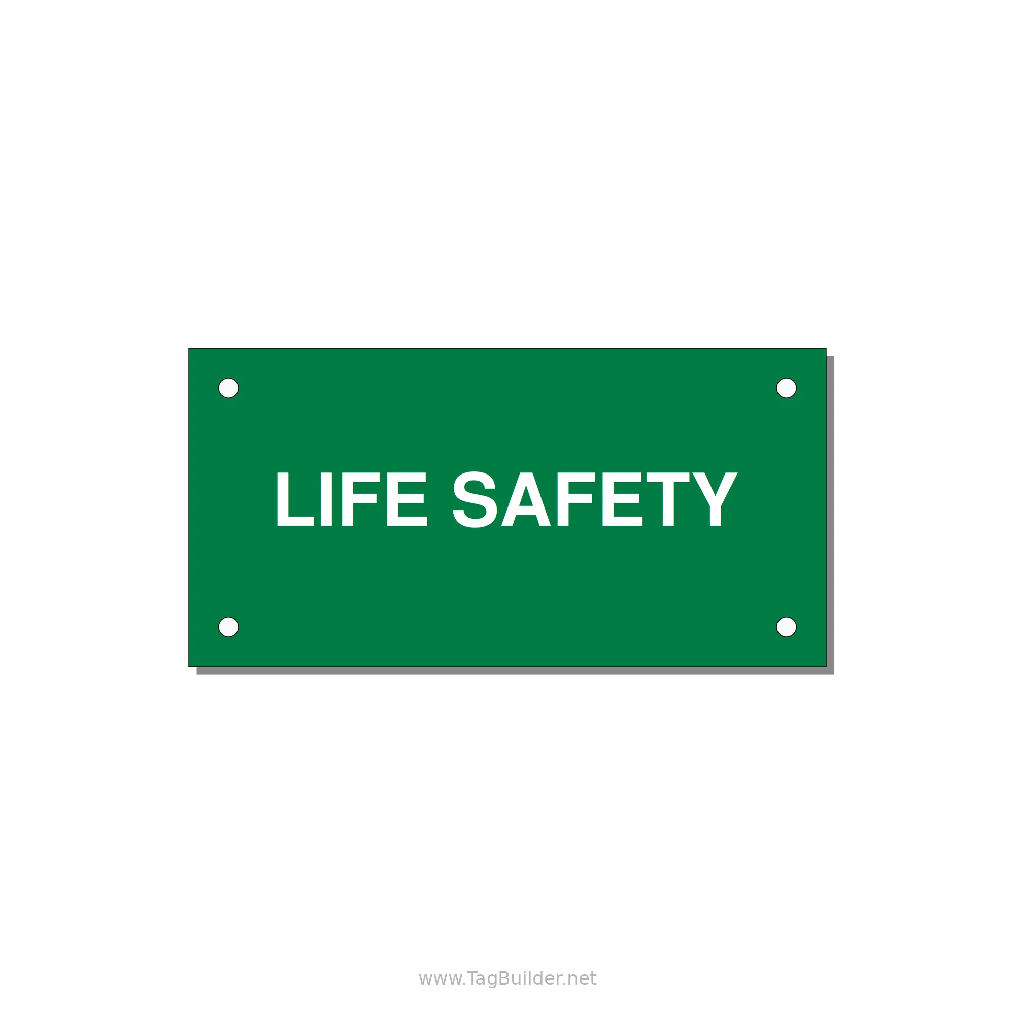 4.0x2.0" Safety Label - LIFE SAFETY — 4x2" White on Green, Holes