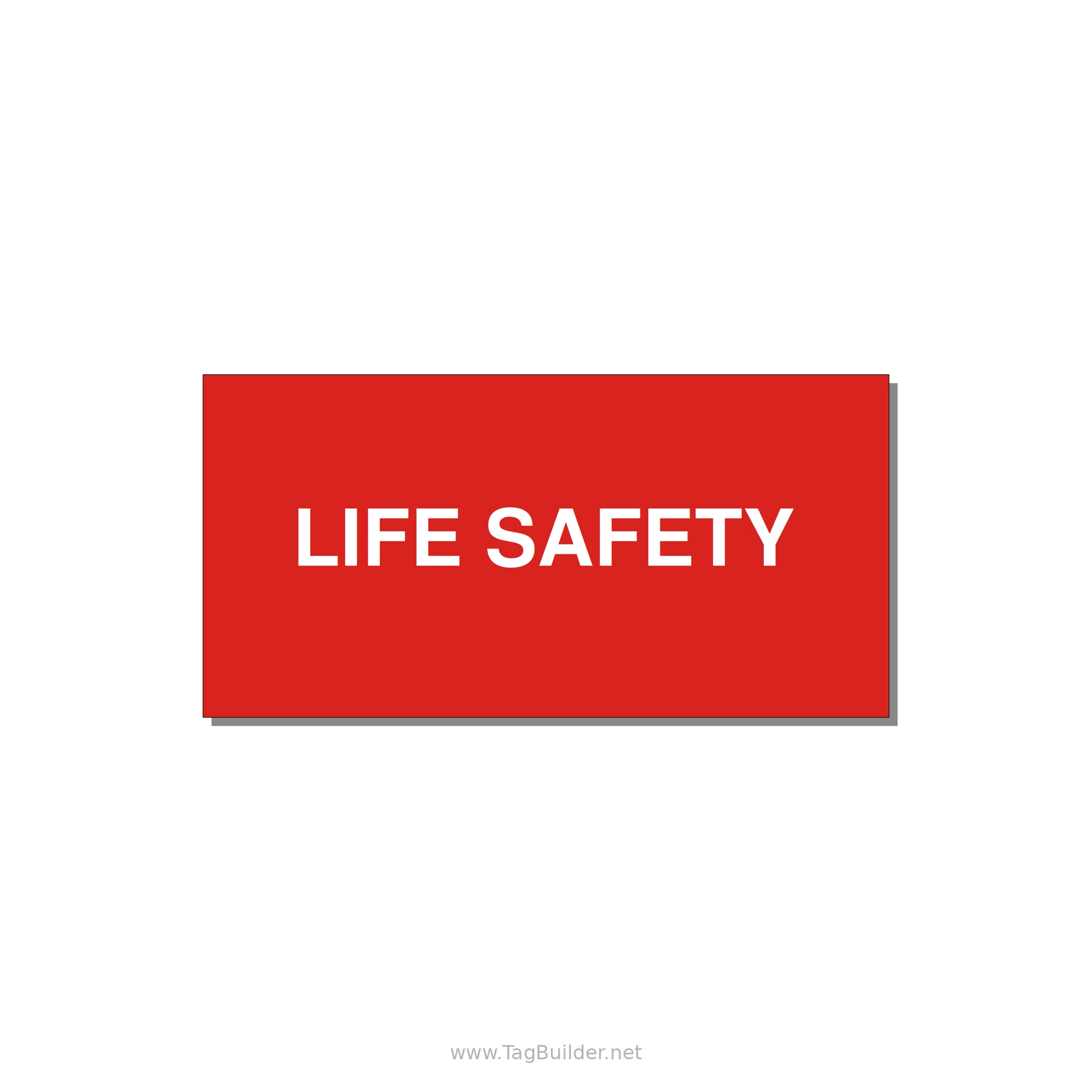 4.0x2.0" Safety Label - LIFE SAFETY — 4x2" White on Red, Adhesive