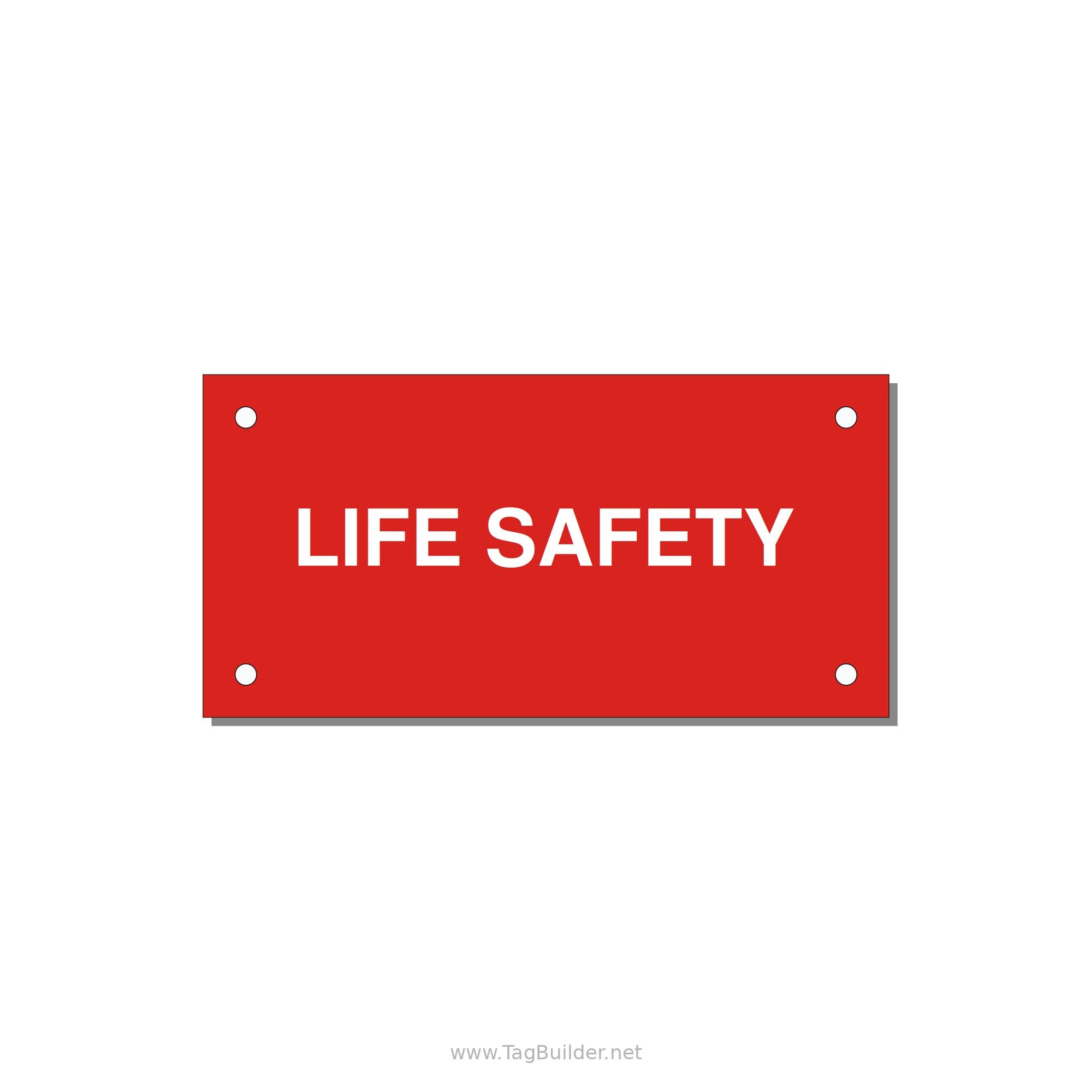 4.0x2.0" Safety Label - LIFE SAFETY — 4x2" White on Red, Holes