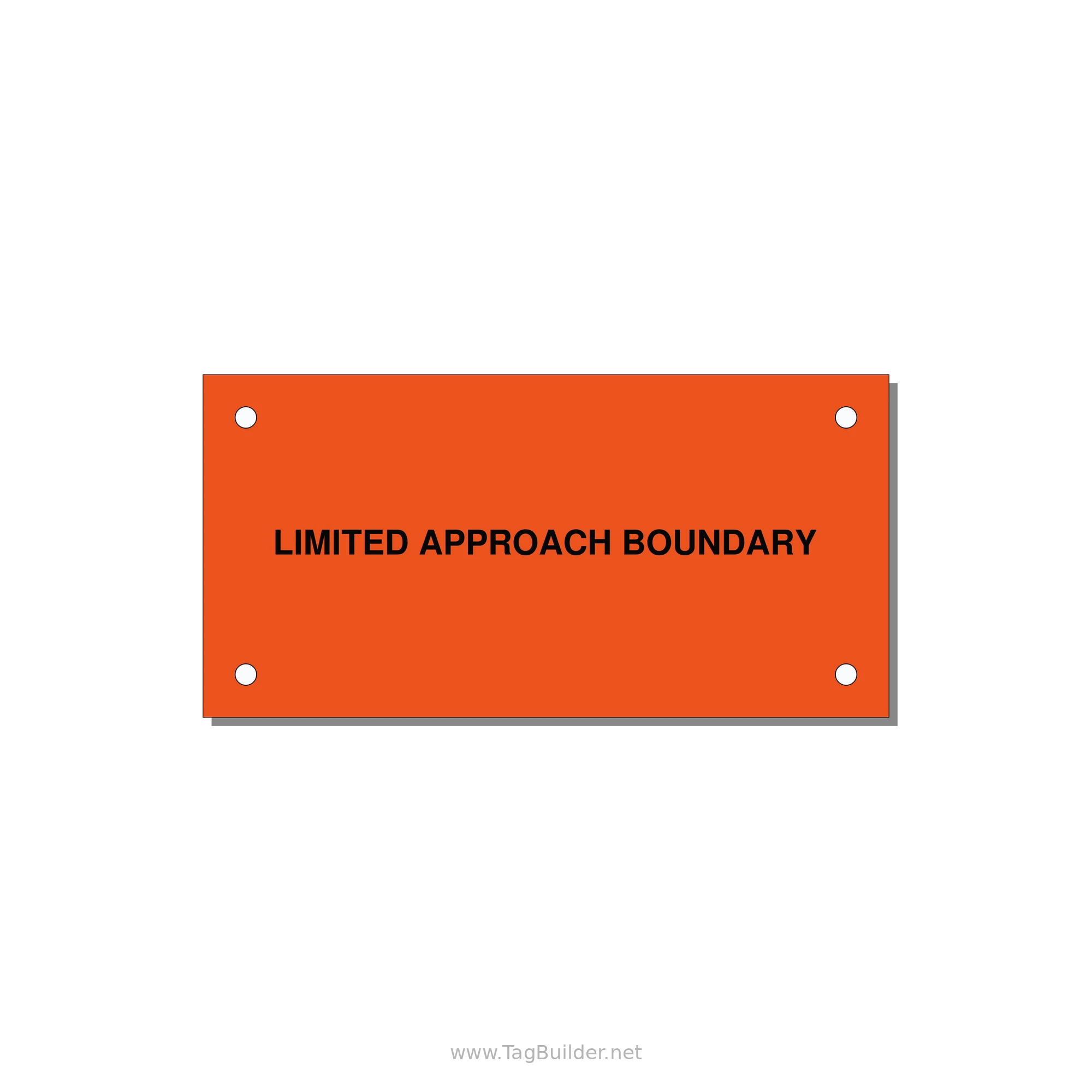 4.0x2.0" Safety Label - LIMITED APPROACH BOUNDARY — 4x2" Black on Orange, Holes